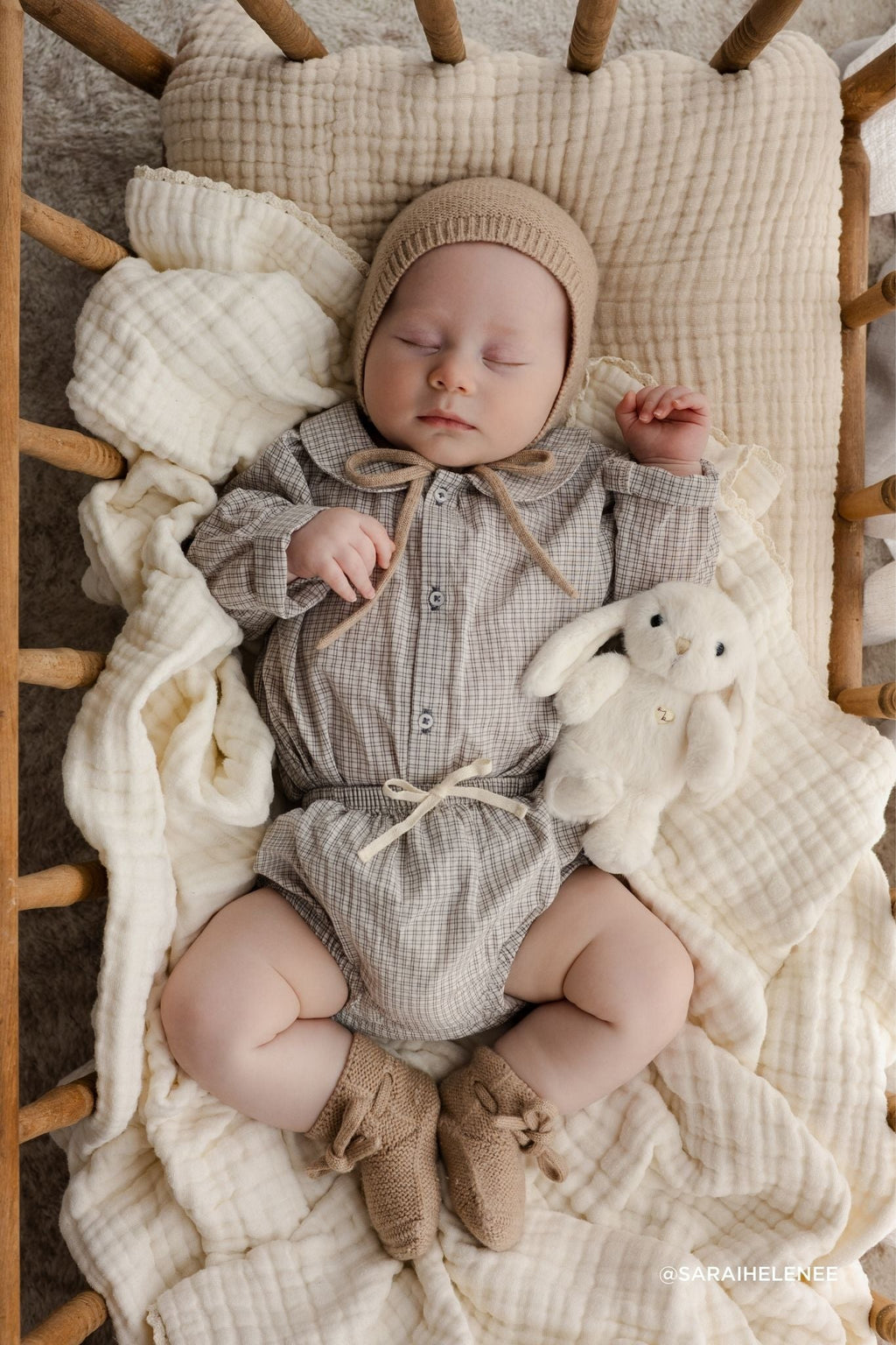Bloomer en coton biologique à carreaux Nuage ludique, avec fermeture à bouton-pression, pour bébés garçons de 0 à 3 ans