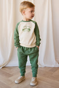 Pantalon de survêtement sportif Pois Neige en coton biologique uni avec taille élastique pour bébés garçons 6M