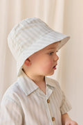Bob en coton biologique à rayures multicolores « Coastal Shoreline » avec large bord pour bébé et enfant TP–G