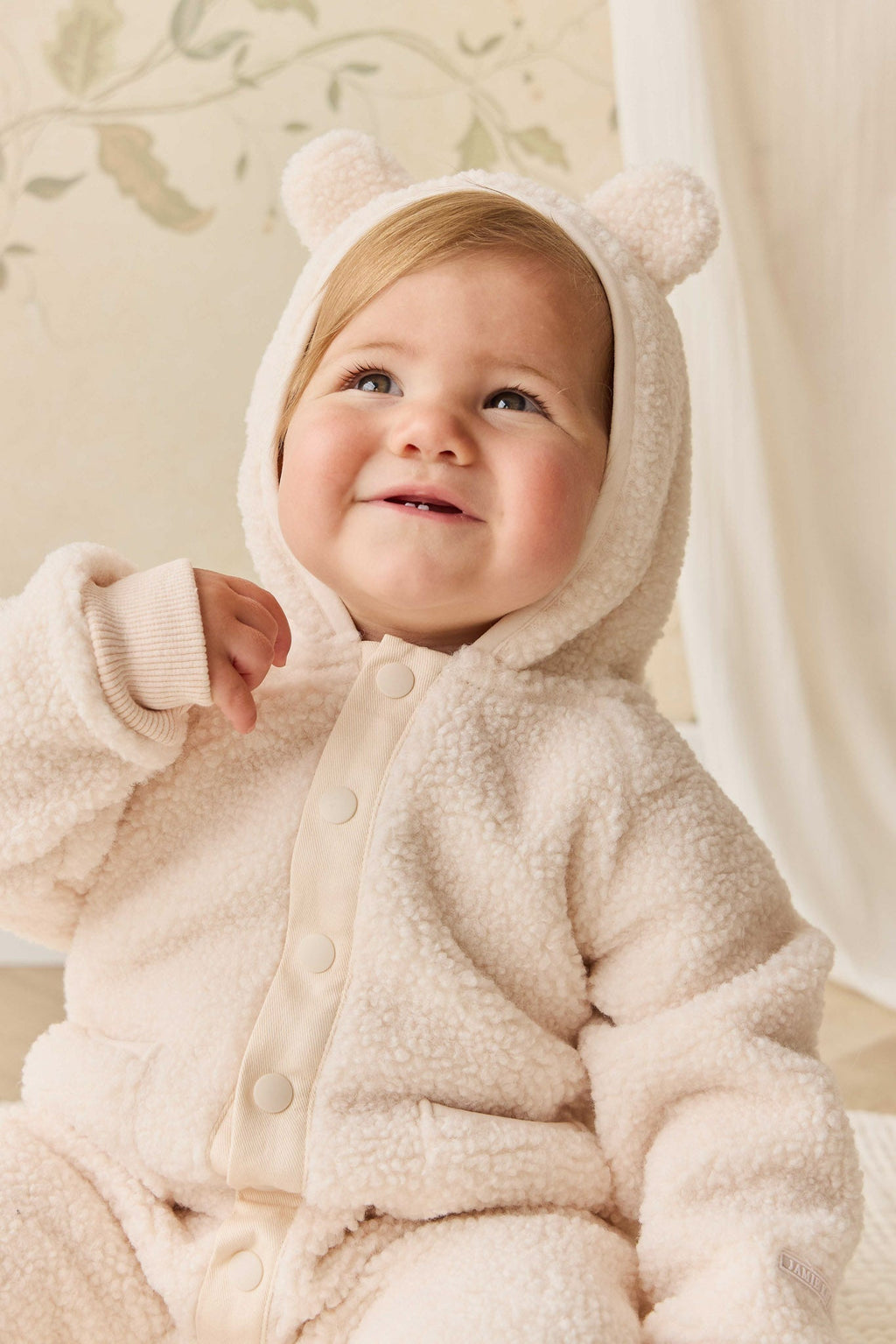 Barboteuse en coton uni rose fard à joues avec boutons-pression pour bébé fille