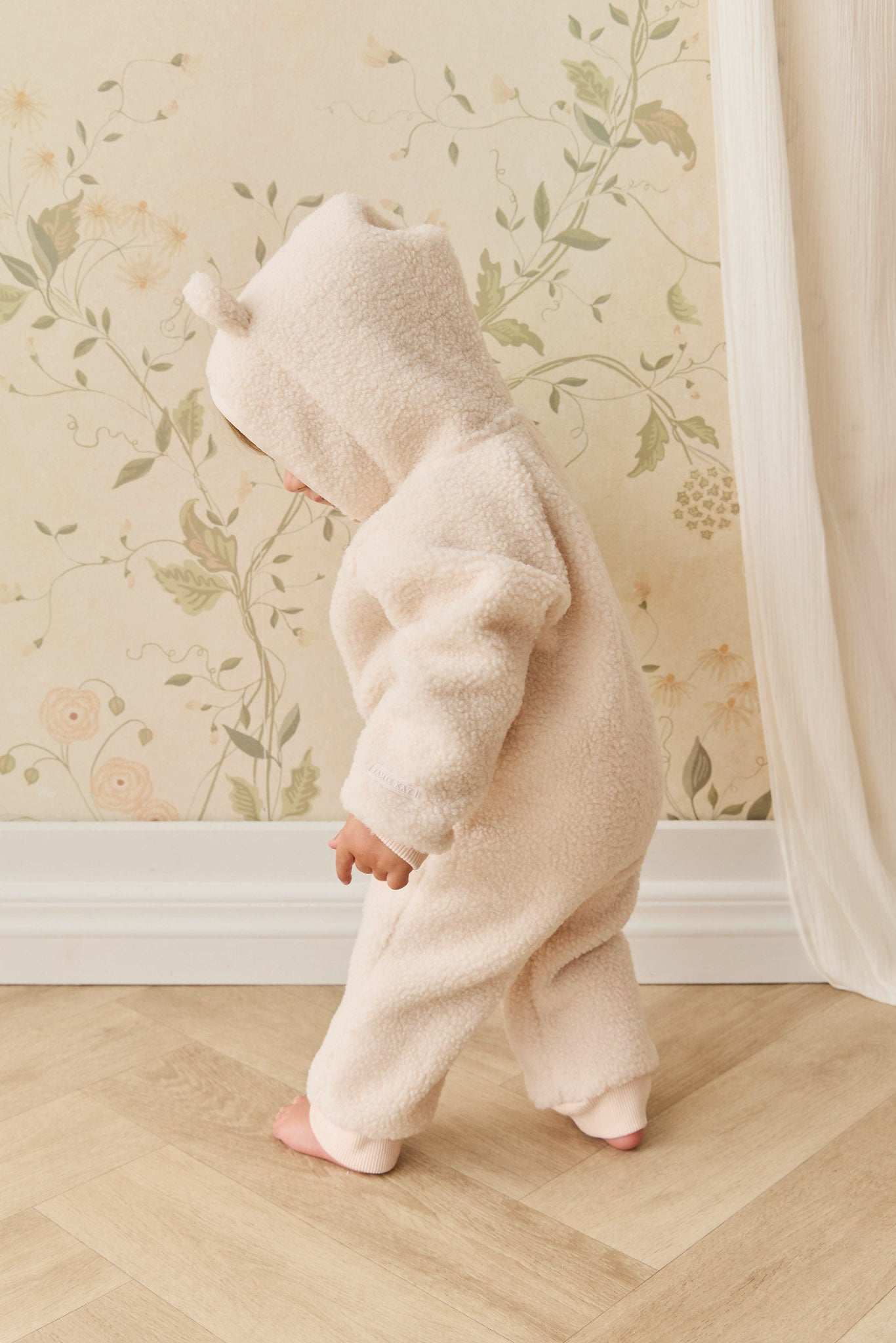 Barboteuse en coton uni rose fard à joues avec boutons-pression pour bébé fille