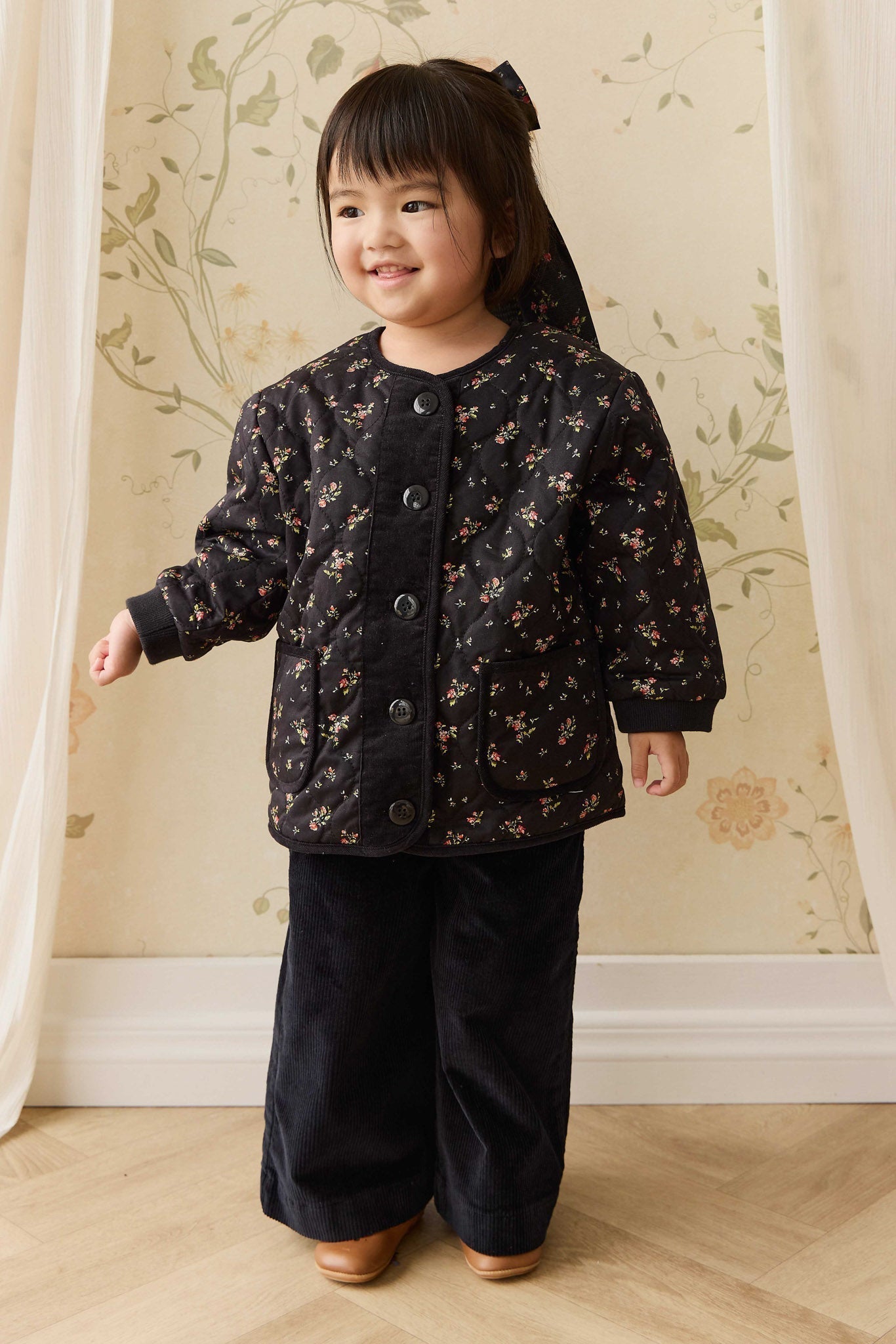 Pantalon classique en coton noir uni avec taille élastique pour bébés et petites filles de 6 mois à 5 ans