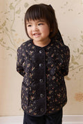 Veste en coton à motif floral noir romantique avec boutonnage sur le devant pour bébés et fillettes