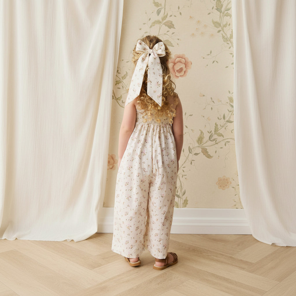 Combinaison Romantique Florale en Coton Bio avec Ceinture à Nouer pour Bébé Fille et Fillette 6M-3A