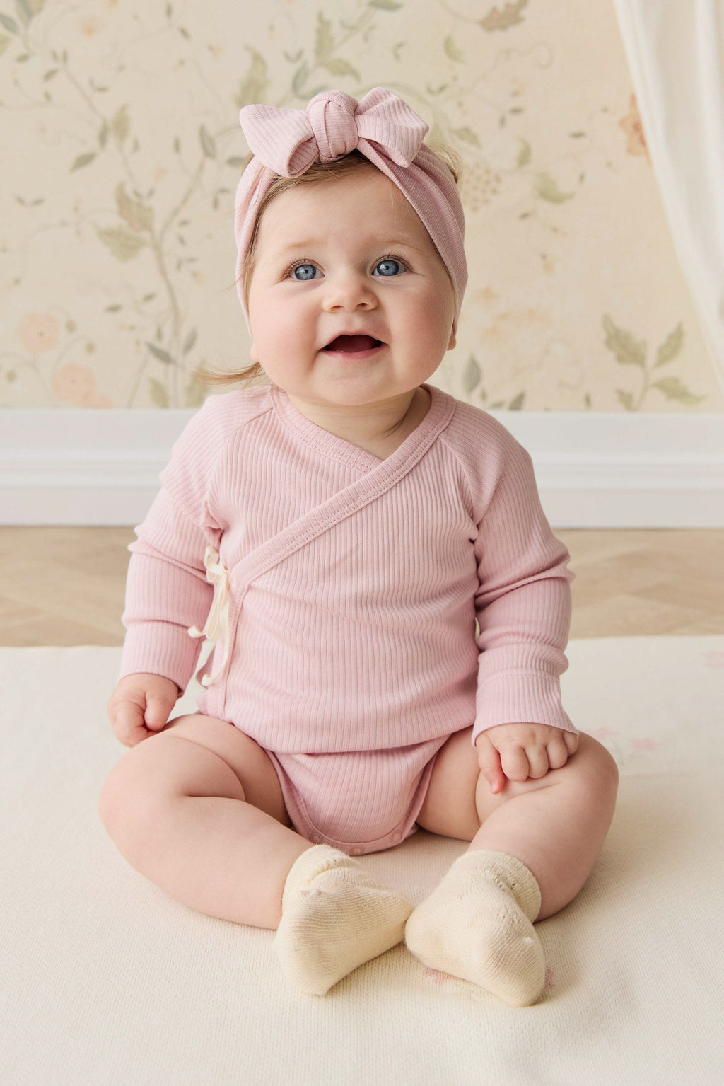 Body une pièce à manches longues en coton biologique et modal, de couleur unie, avec boutons-pression pour bébés filles