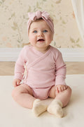 Body une pièce à manches longues en coton biologique et modal, de couleur unie, avec boutons-pression pour bébés filles