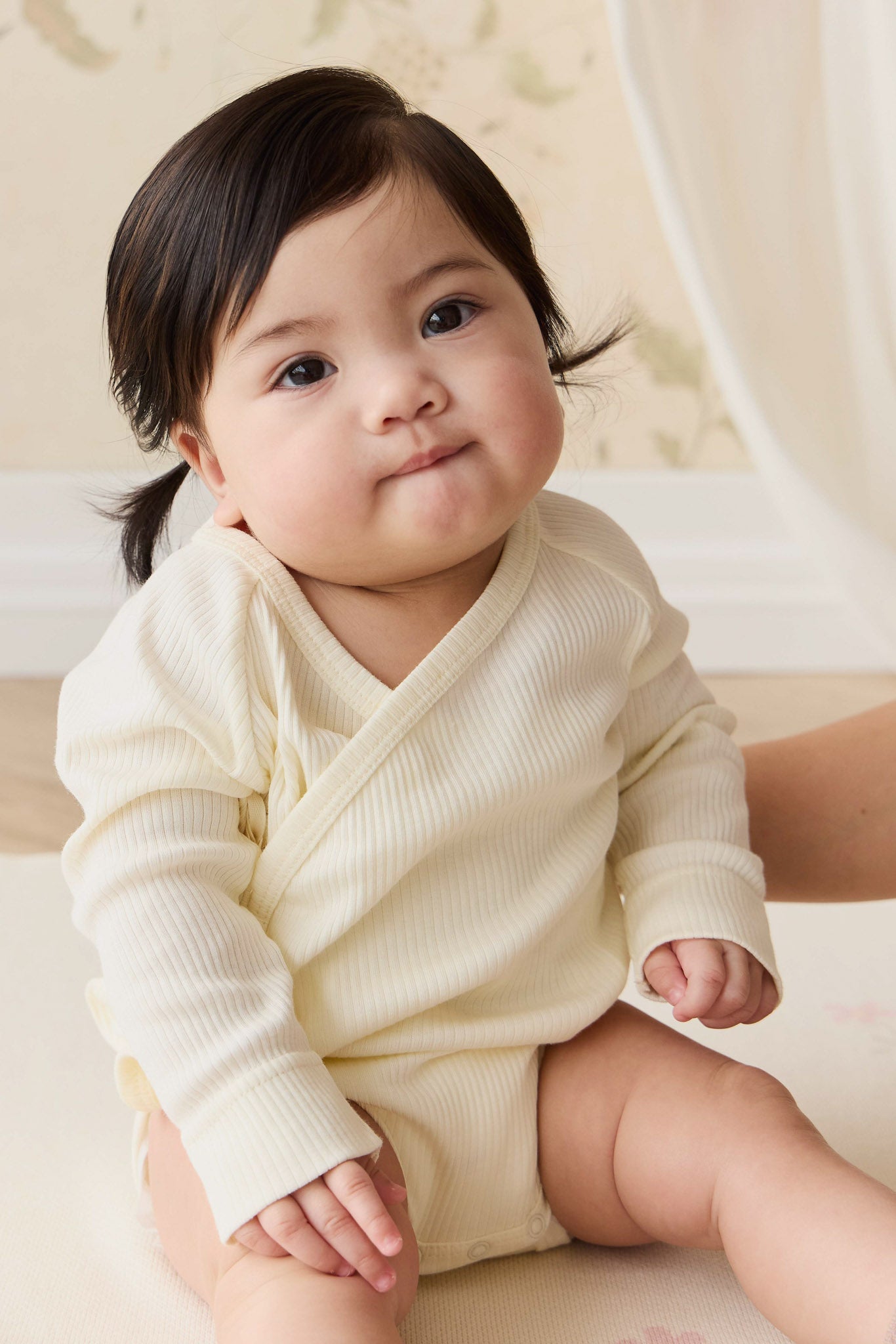 Cache-cœur à manches longues en coton biologique et modal délicat pour bébés filles