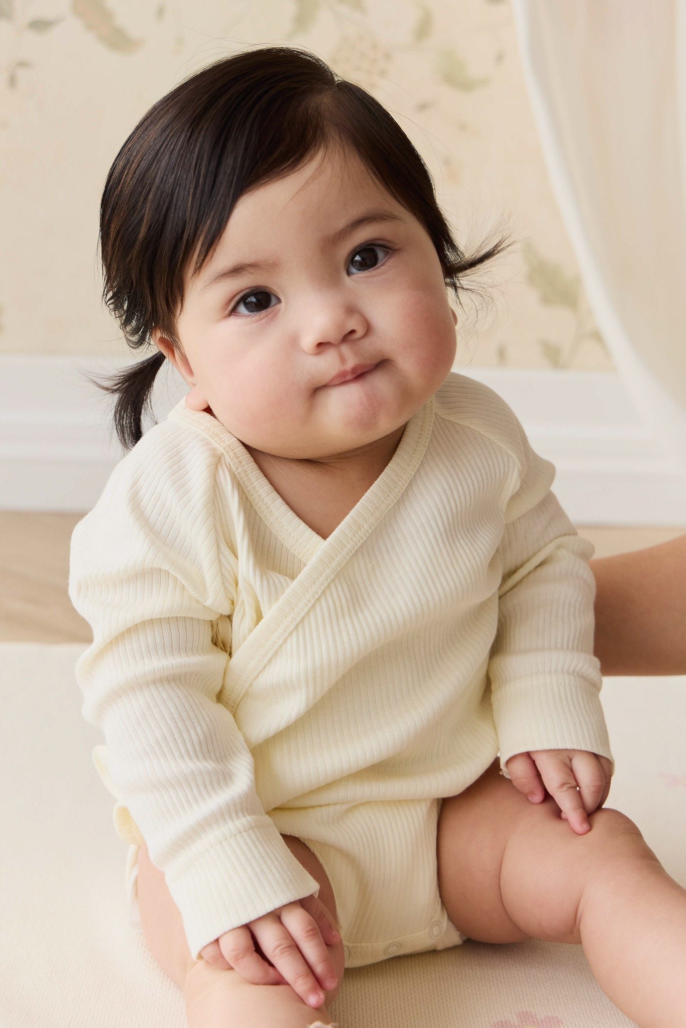 Cache-cœur à manches longues en coton biologique et modal délicat pour bébés filles