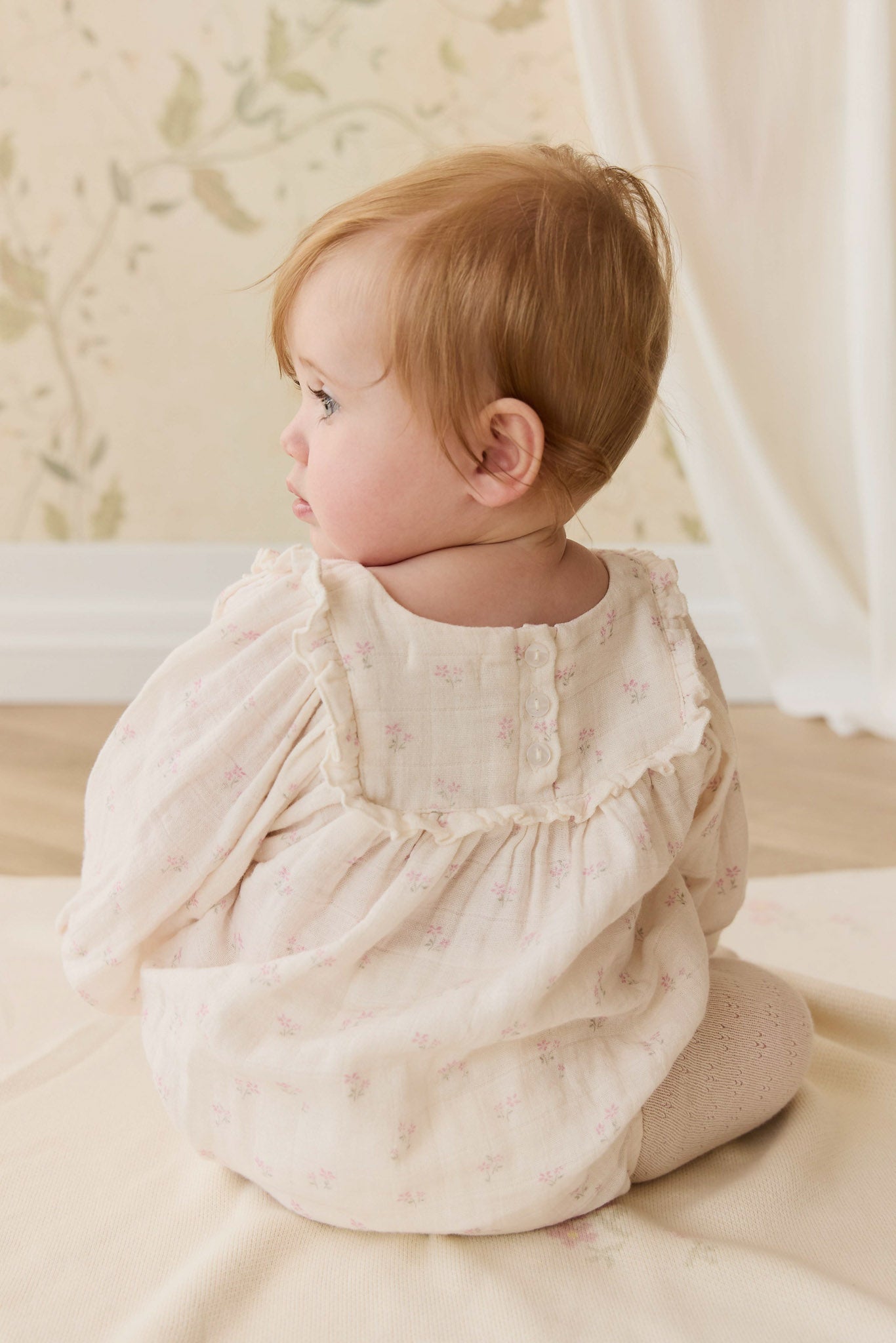Barboteuse en mousseline de coton biologique rose uni à pois avec fermeture par boutons-pression pour fillettes de 2 à 3 ans