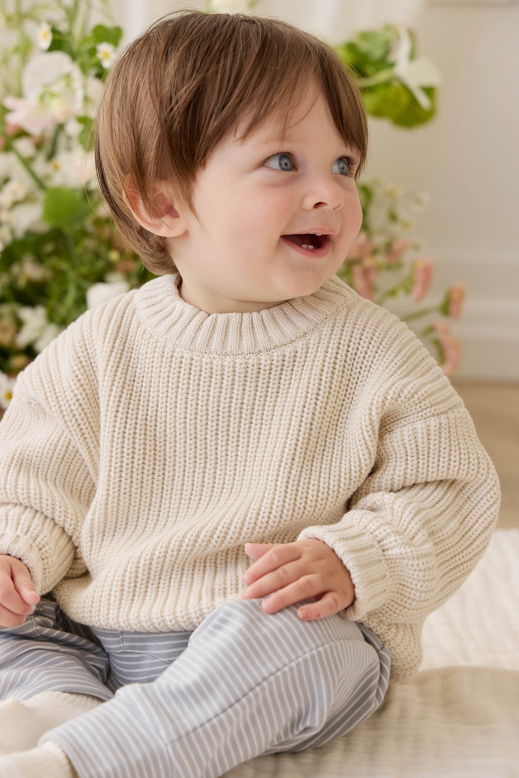 Pantalon en coton Pima fin à rayures Missouri classique avec taille élastique pour bébés et petits garçons de 0 à 4 ans