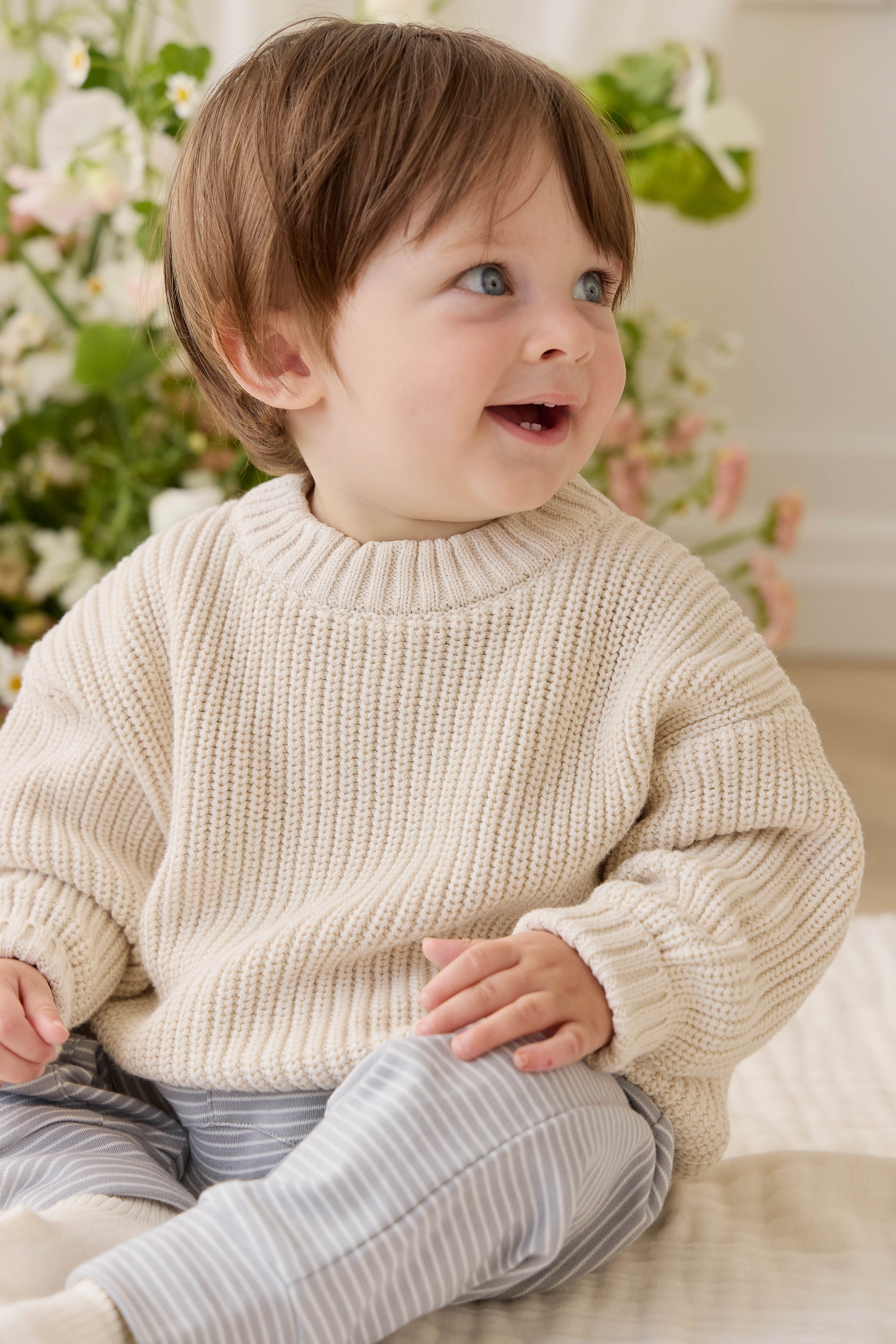 Pantalon en coton Pima fin à rayures Missouri classique avec taille élastique pour bébés et petits garçons de 0 à 4 ans