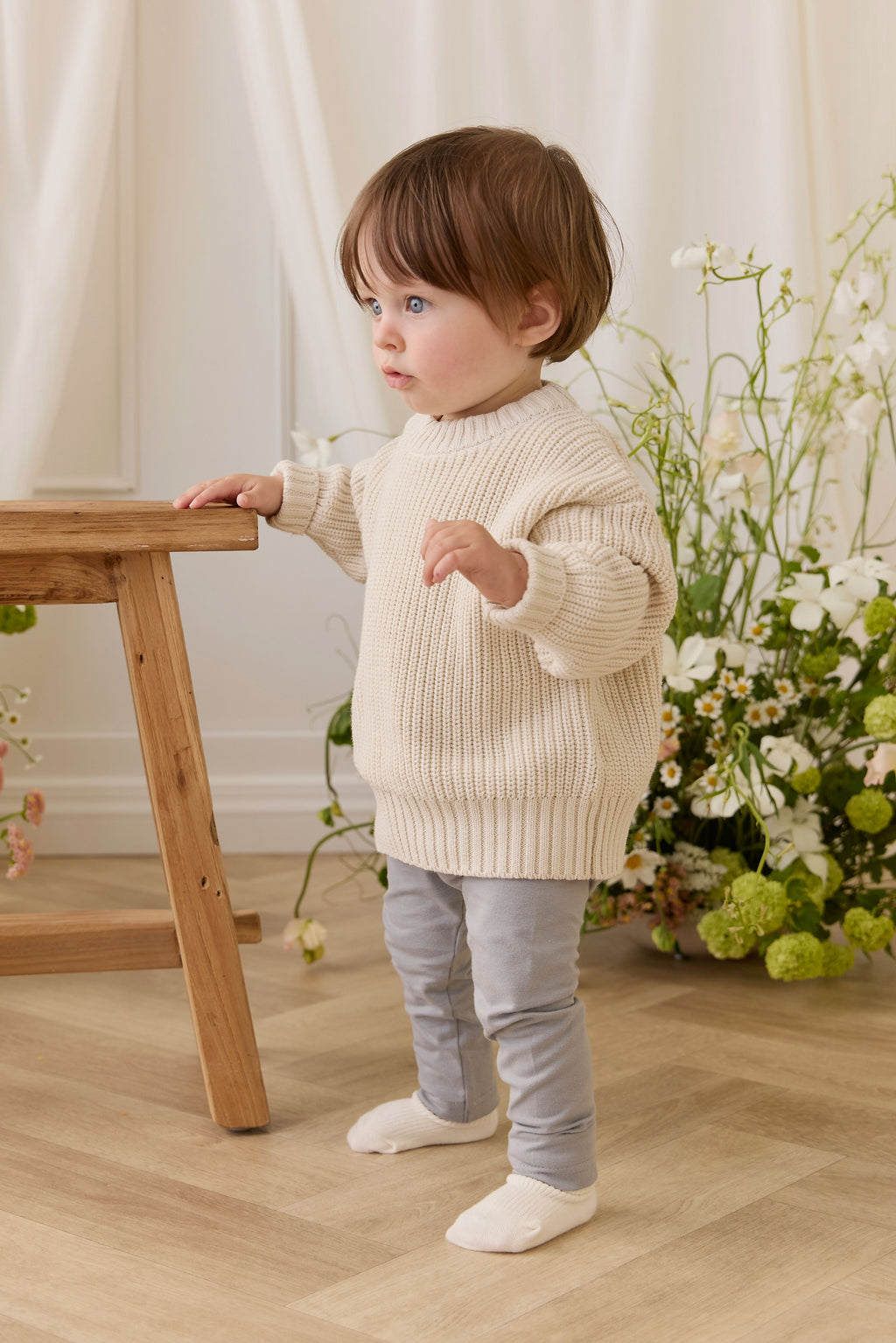 Legging uni en coton biologique avec ceinture élastique pour bébés et enfants (garçons et filles) de 0 à 6 ans