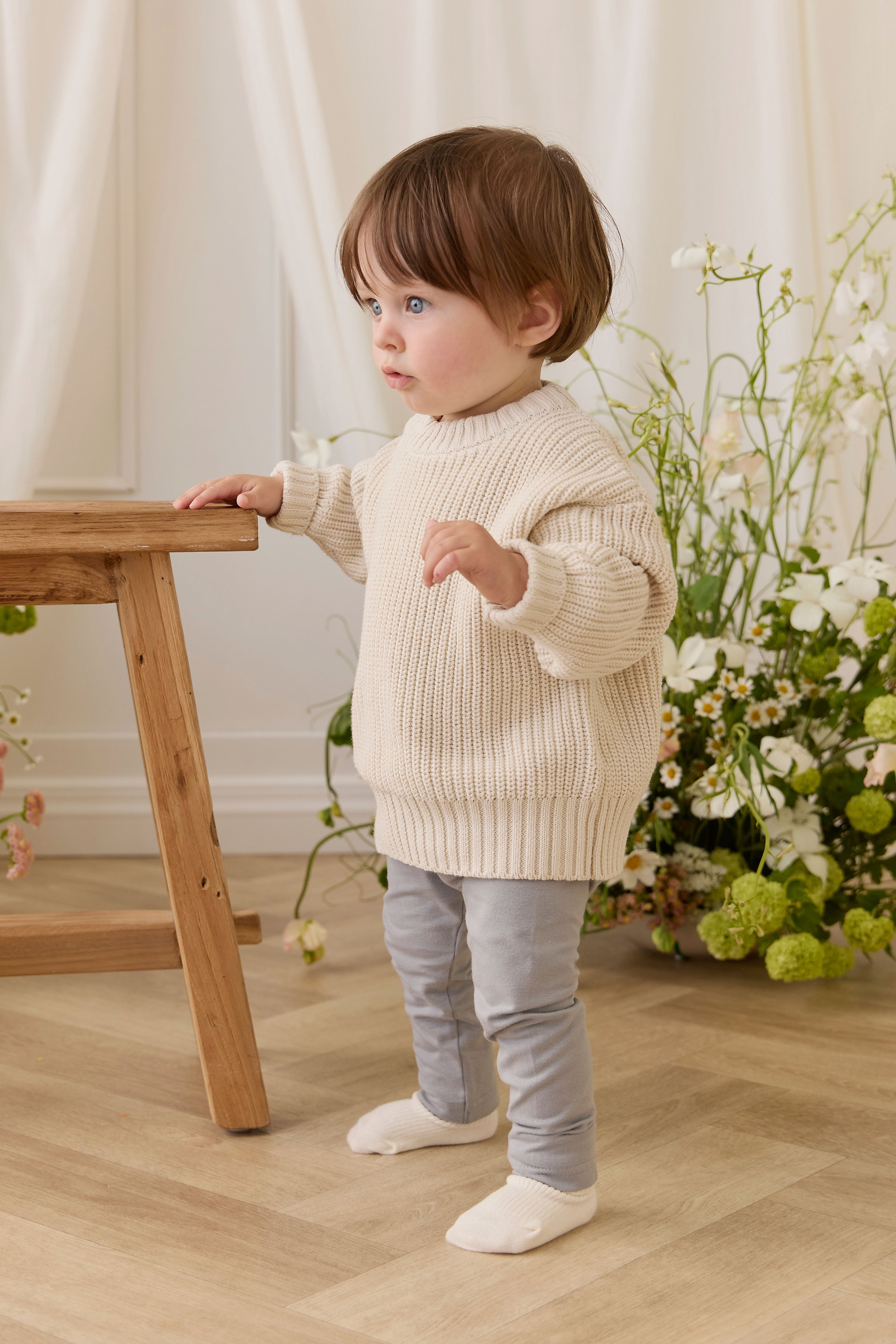 Legging uni en coton biologique avec ceinture élastique pour bébés et enfants (garçons et filles) de 0 à 6 ans