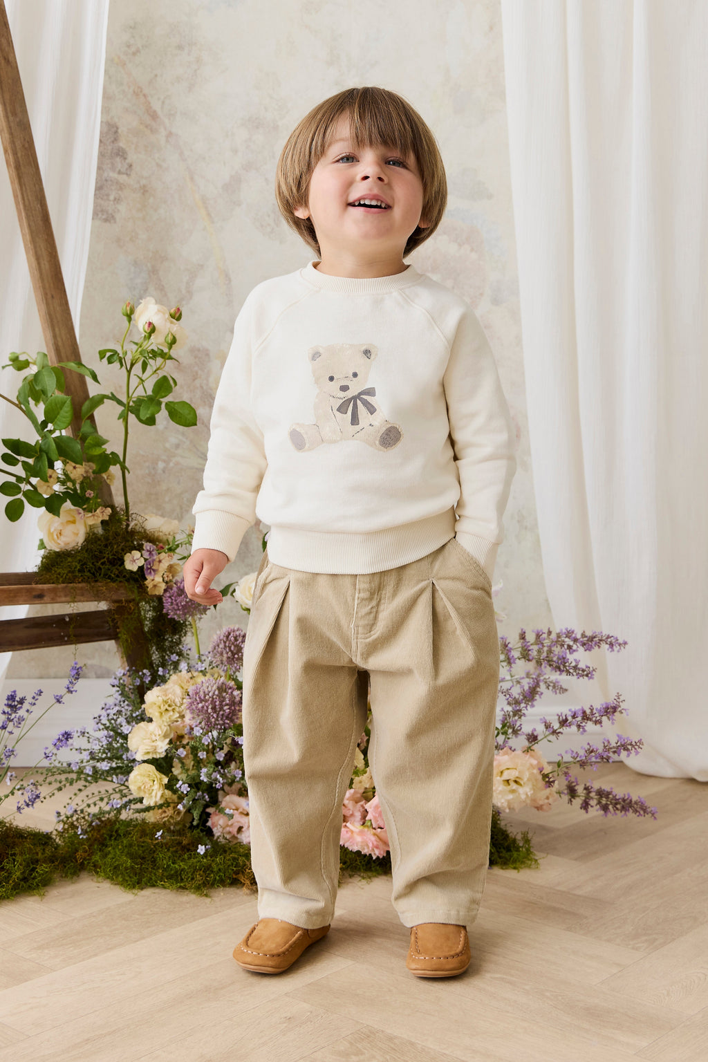 Pantalon décontracté en coton uni extensible avec taille élastique pour bébés et enfants garçons 6M–8A