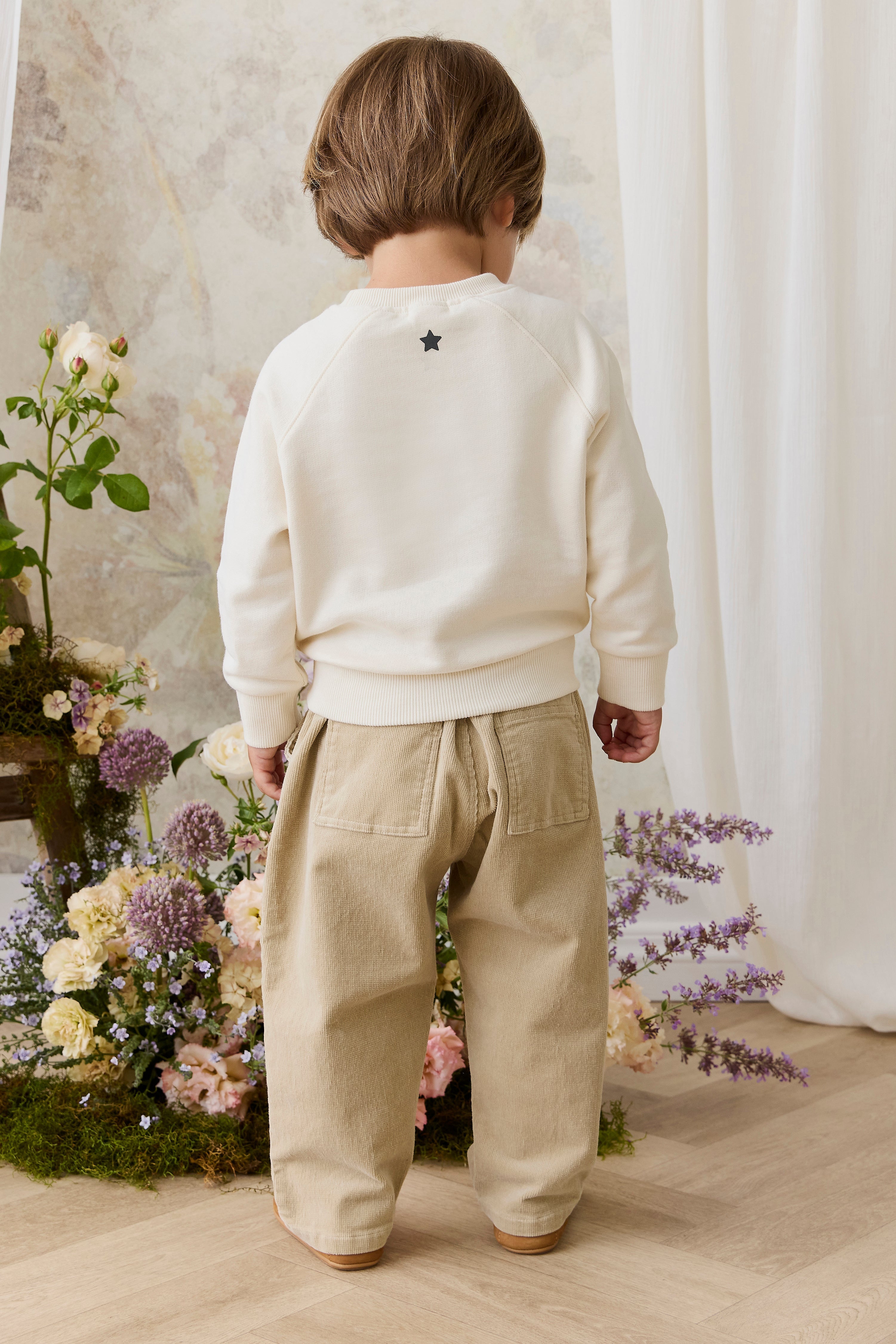 Pantalon décontracté en coton uni extensible avec taille élastique pour bébés et enfants garçons 6M–8A