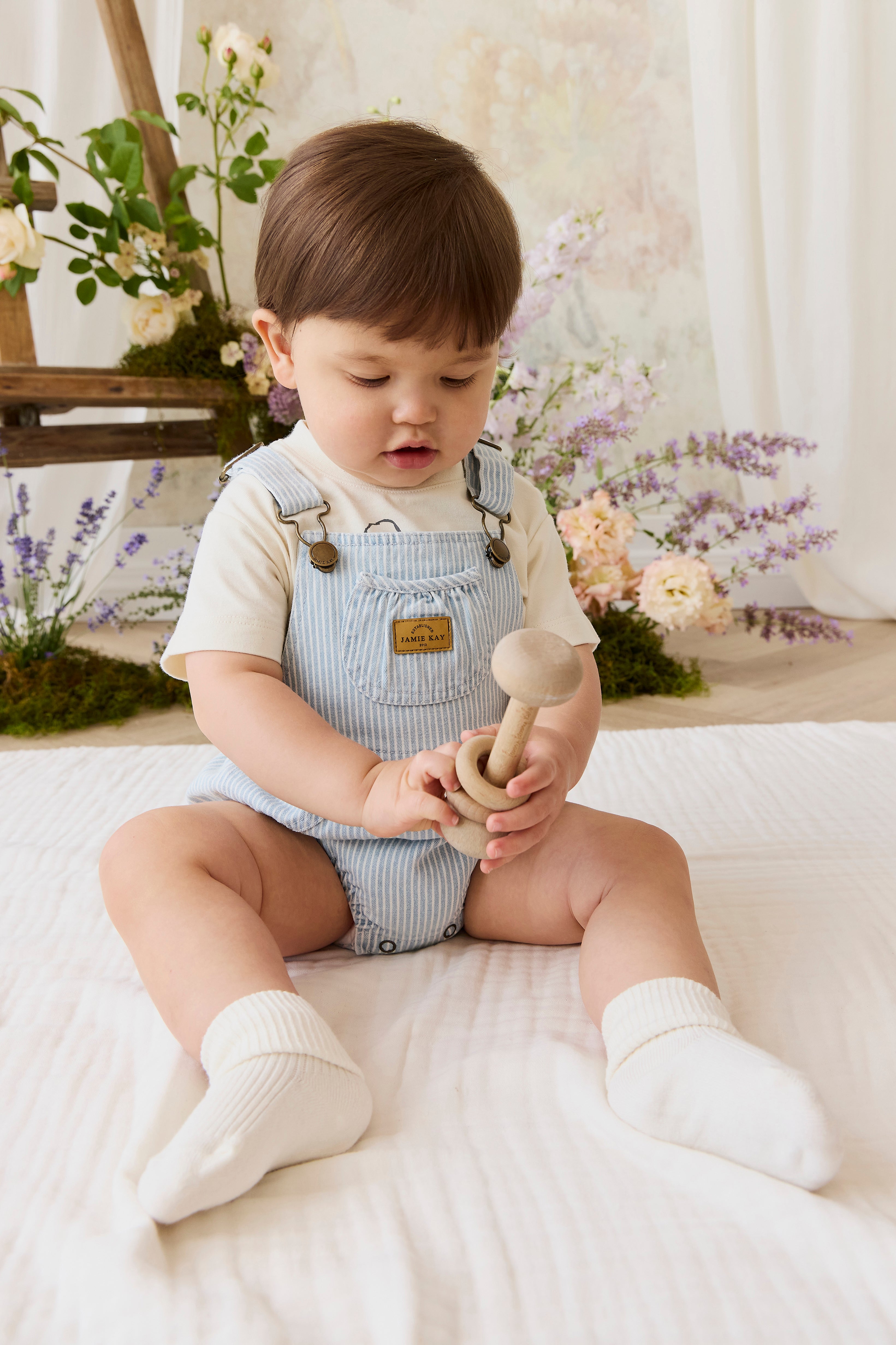 Barboteuse rayée en coton ludique avec boutons-pression pour bébés et tout-petits garçons et filles de 0 à 2 ans
