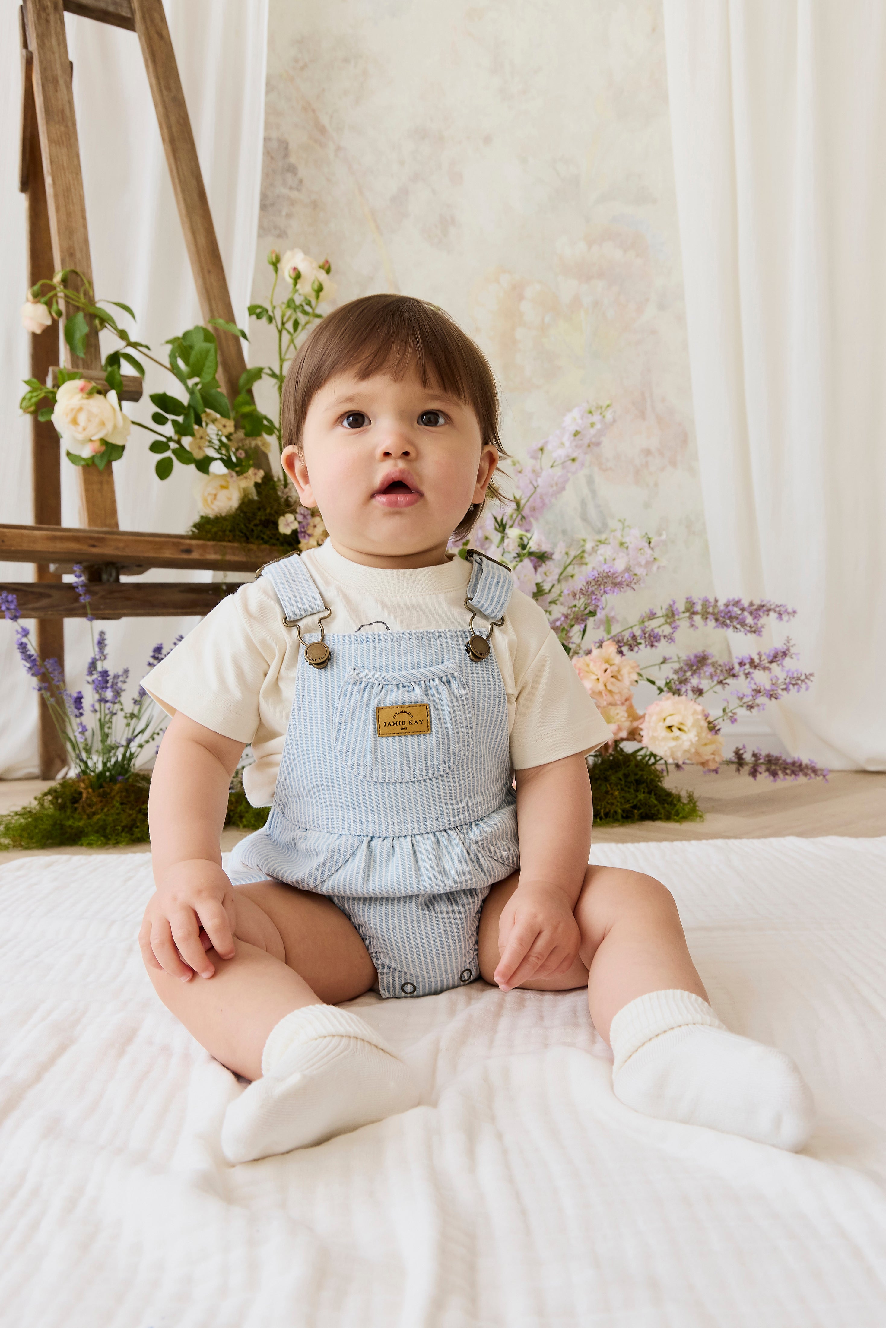 Barboteuse rayée en coton ludique avec boutons-pression pour bébés et tout-petits garçons et filles de 0 à 2 ans