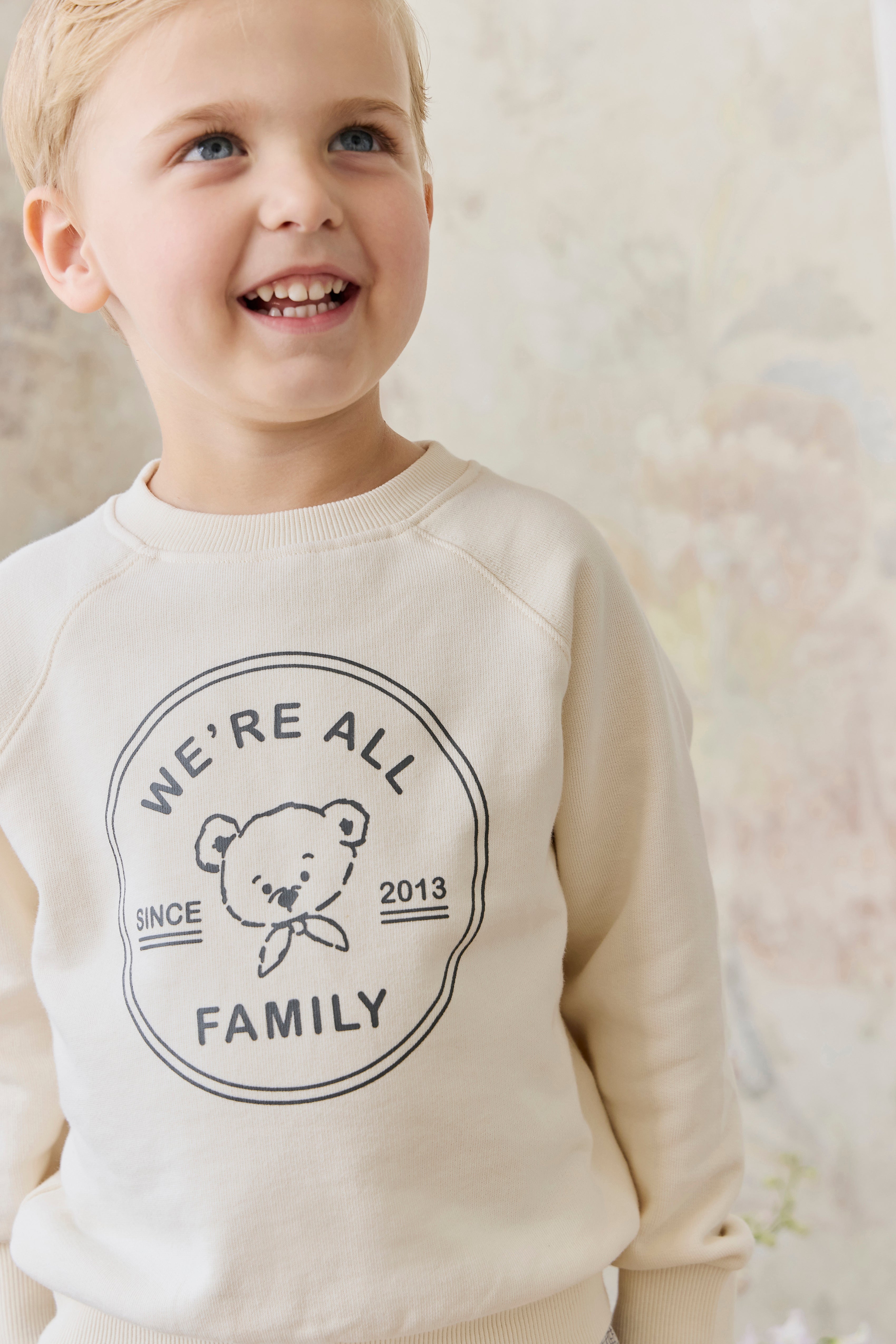 Sweat-shirt en coton biologique avec imprimé nuage et ours en peluche, poignets côtelés pour bébés et enfants de 6 mois à 8 ans