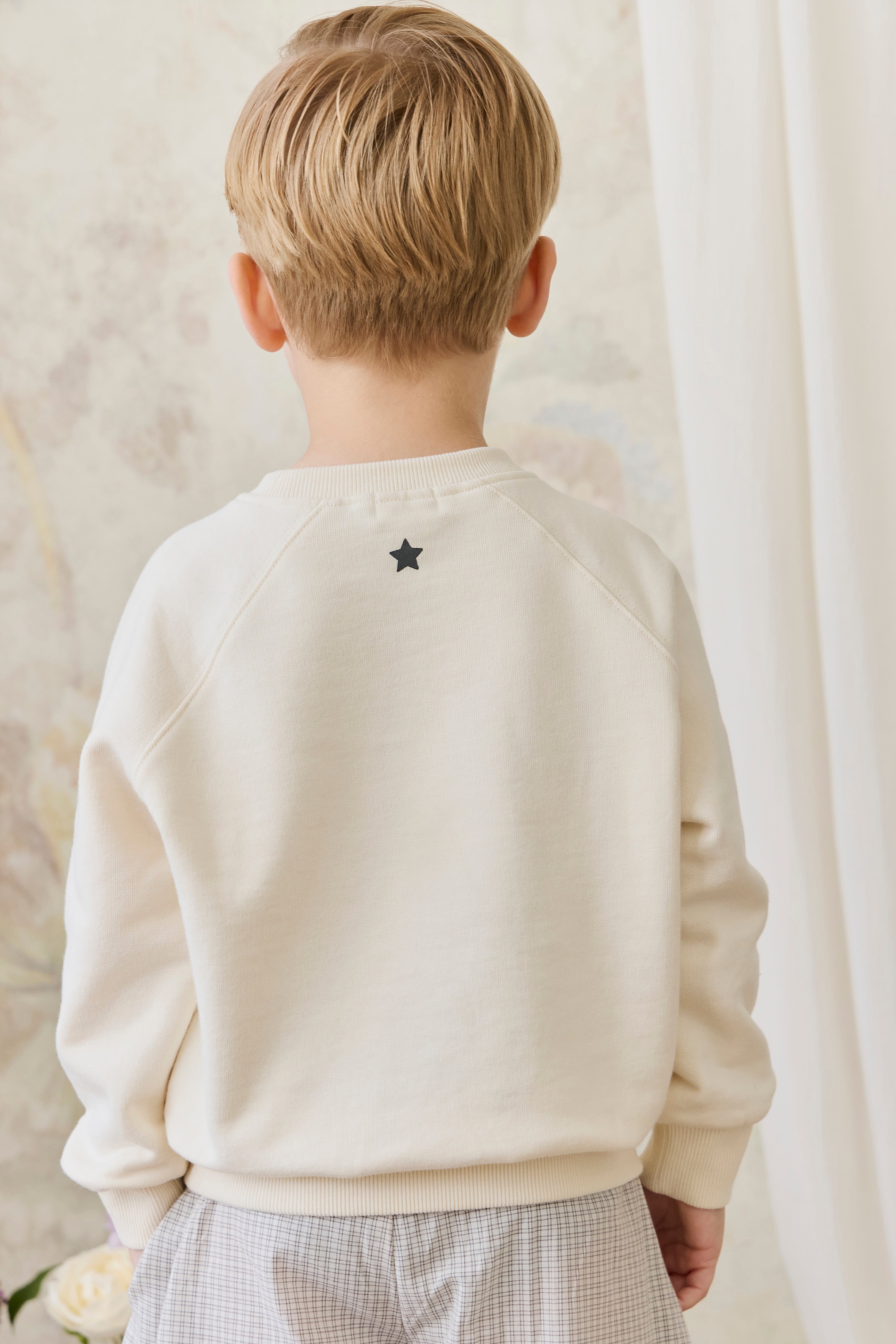 Sweat-shirt en coton biologique avec imprimé nuage et ours en peluche, poignets côtelés pour bébés et enfants de 6 mois à 8 ans