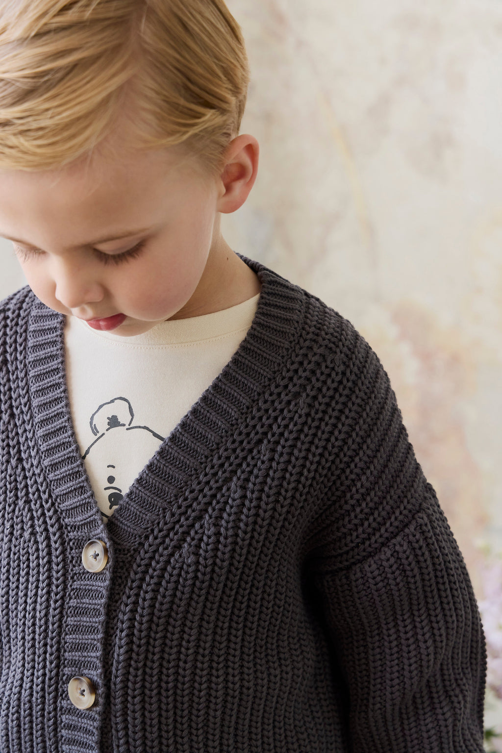Gilet en maille de coton texturé « Stormy » décontracté avec capuche et poches pour bébés et petits garçons de 6 mois à 5 ans