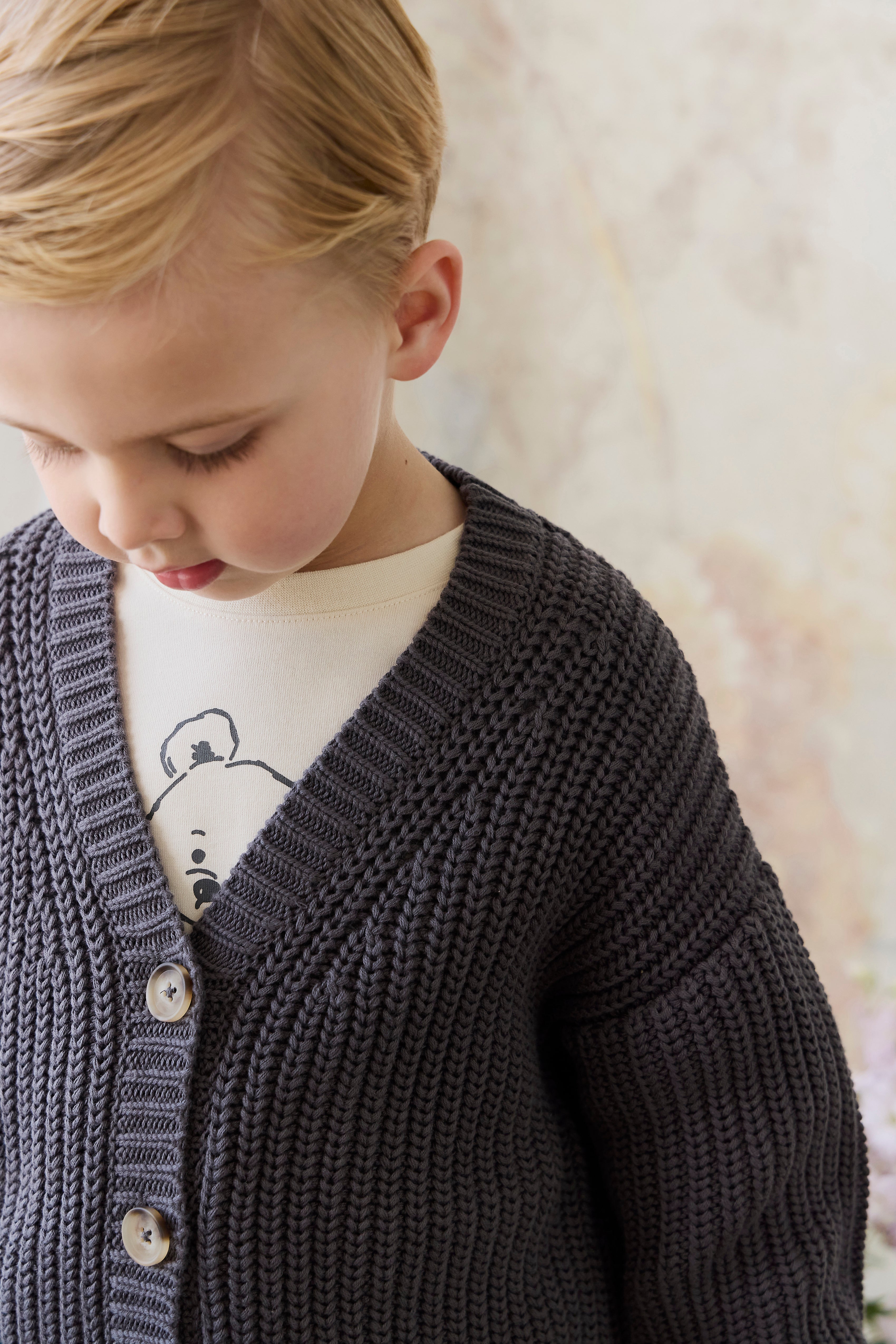 Gilet en maille de coton texturé « Stormy » décontracté avec capuche et poches pour bébés et petits garçons de 6 mois à 5 ans