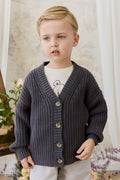 Gilet en maille de coton texturé « Stormy » décontracté avec capuche et poches pour bébés et petits garçons de 6 mois à 5 ans