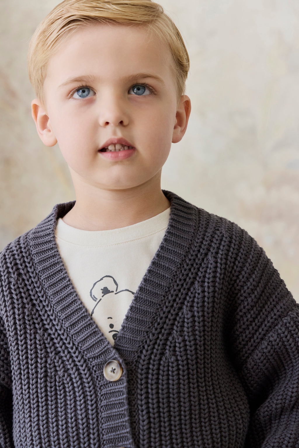 Gilet en maille de coton texturé « Stormy » décontracté avec capuche et poches pour bébés et petits garçons de 6 mois à 5 ans