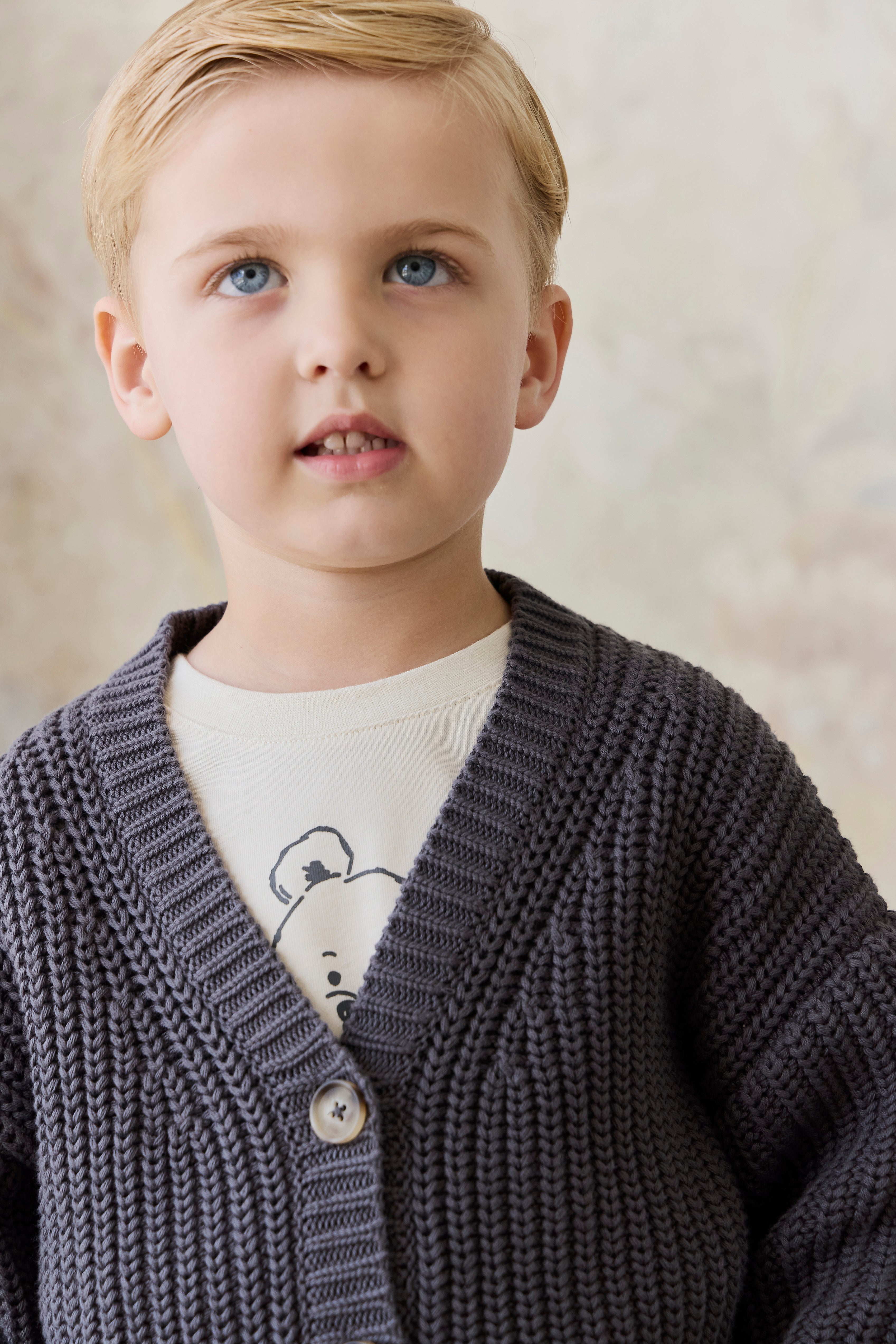 Gilet en maille de coton texturé « Stormy » décontracté avec capuche et poches pour bébés et petits garçons de 6 mois à 5 ans