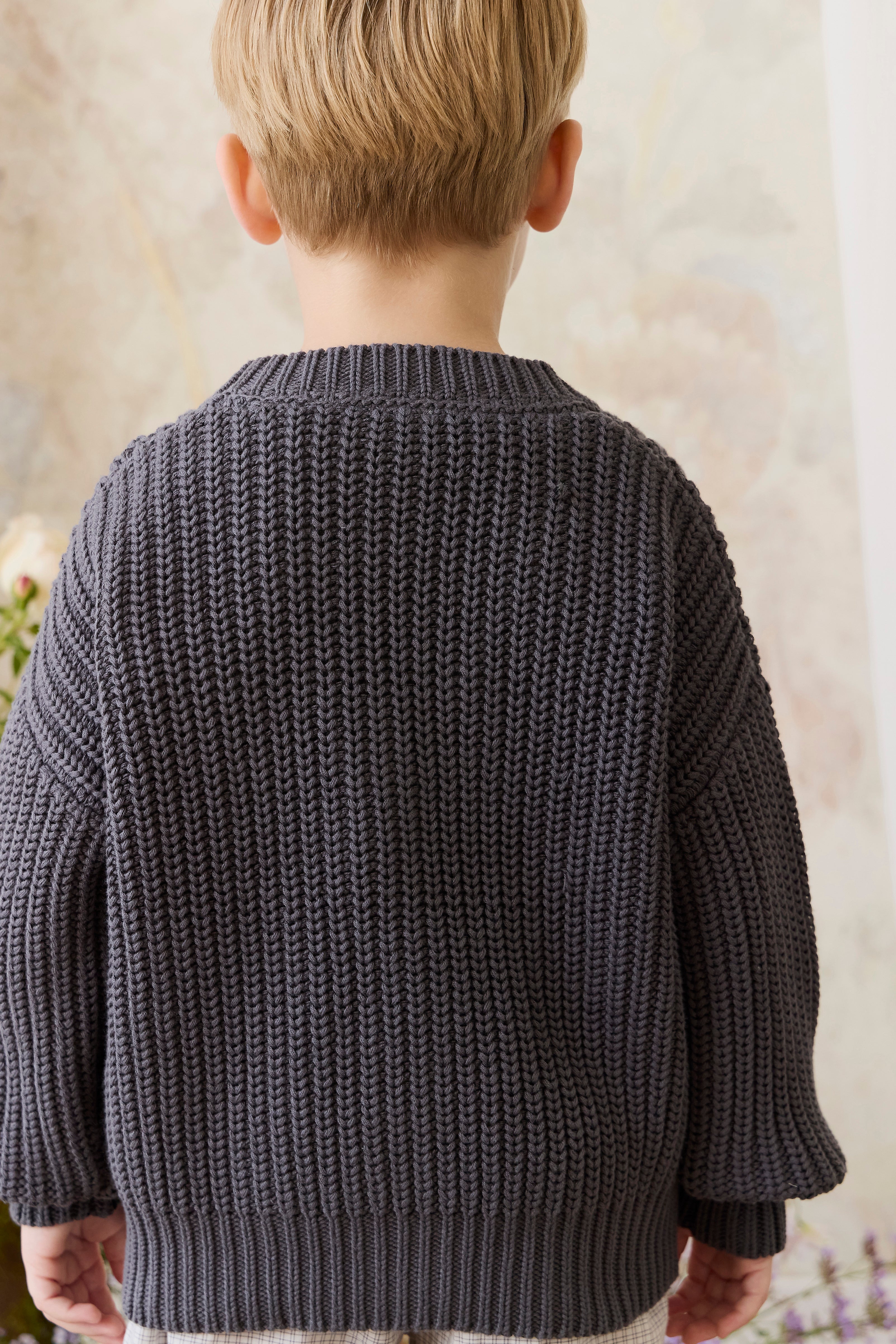 Gilet en maille de coton texturé « Stormy » décontracté avec capuche et poches pour bébés et petits garçons de 6 mois à 5 ans