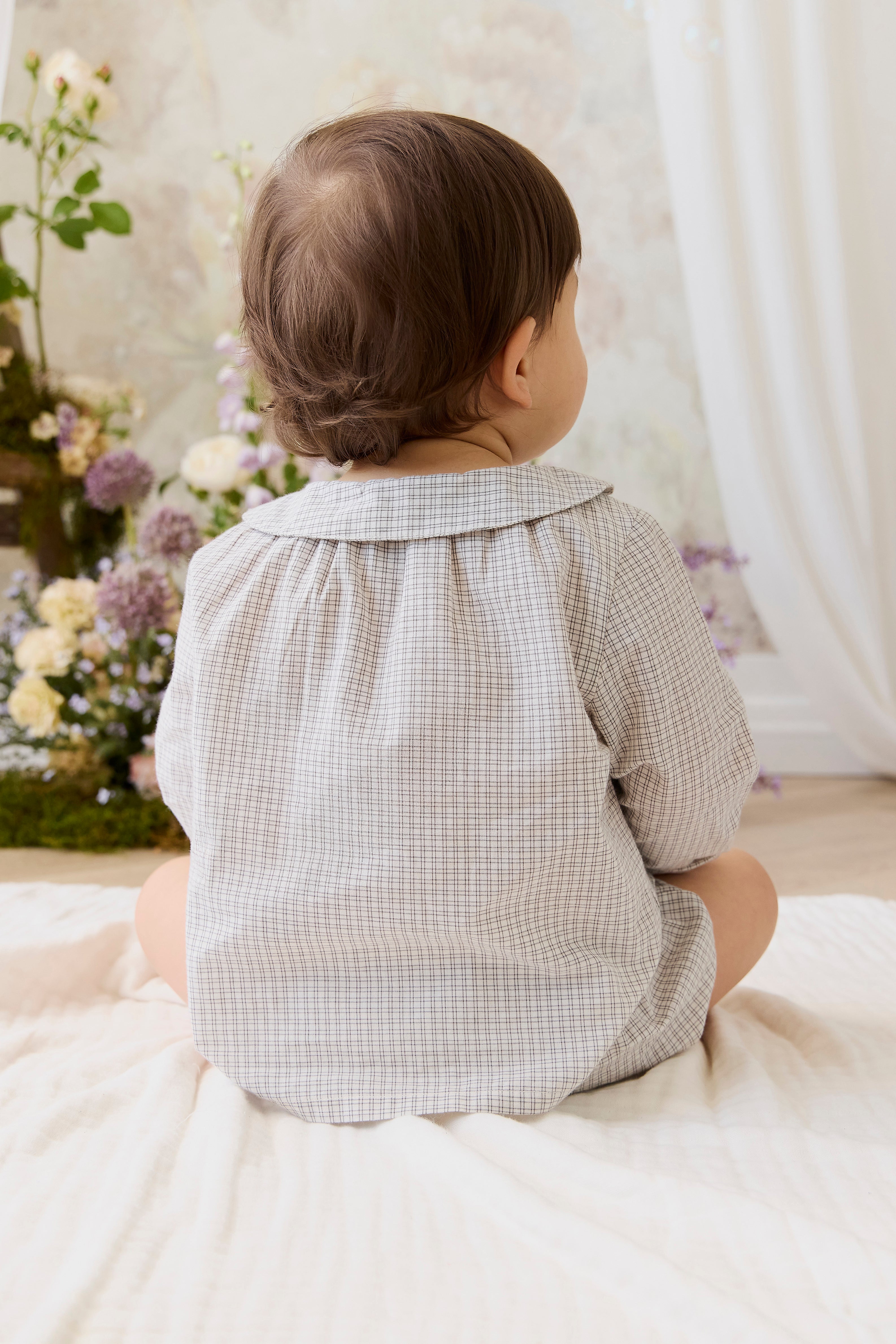 Haut en coton biologique à carreaux Nuage décontracté avec boutons-pression pour bébés et petits garçons de 0 à 3 ans
