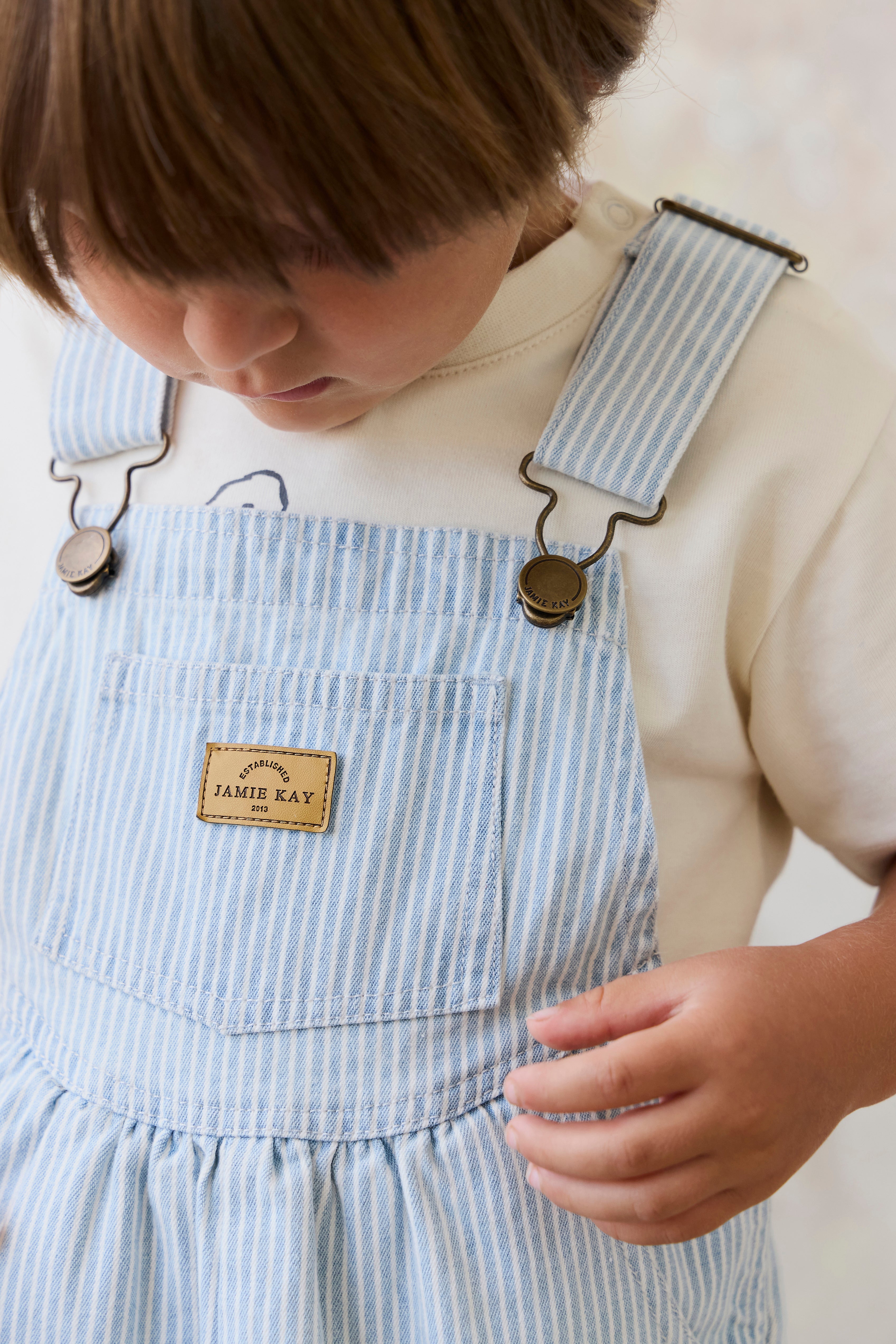 Salopette en Coton Rayée Vintage avec Bretelles Réglables pour Enfants Garçons et Filles 5-8 Ans