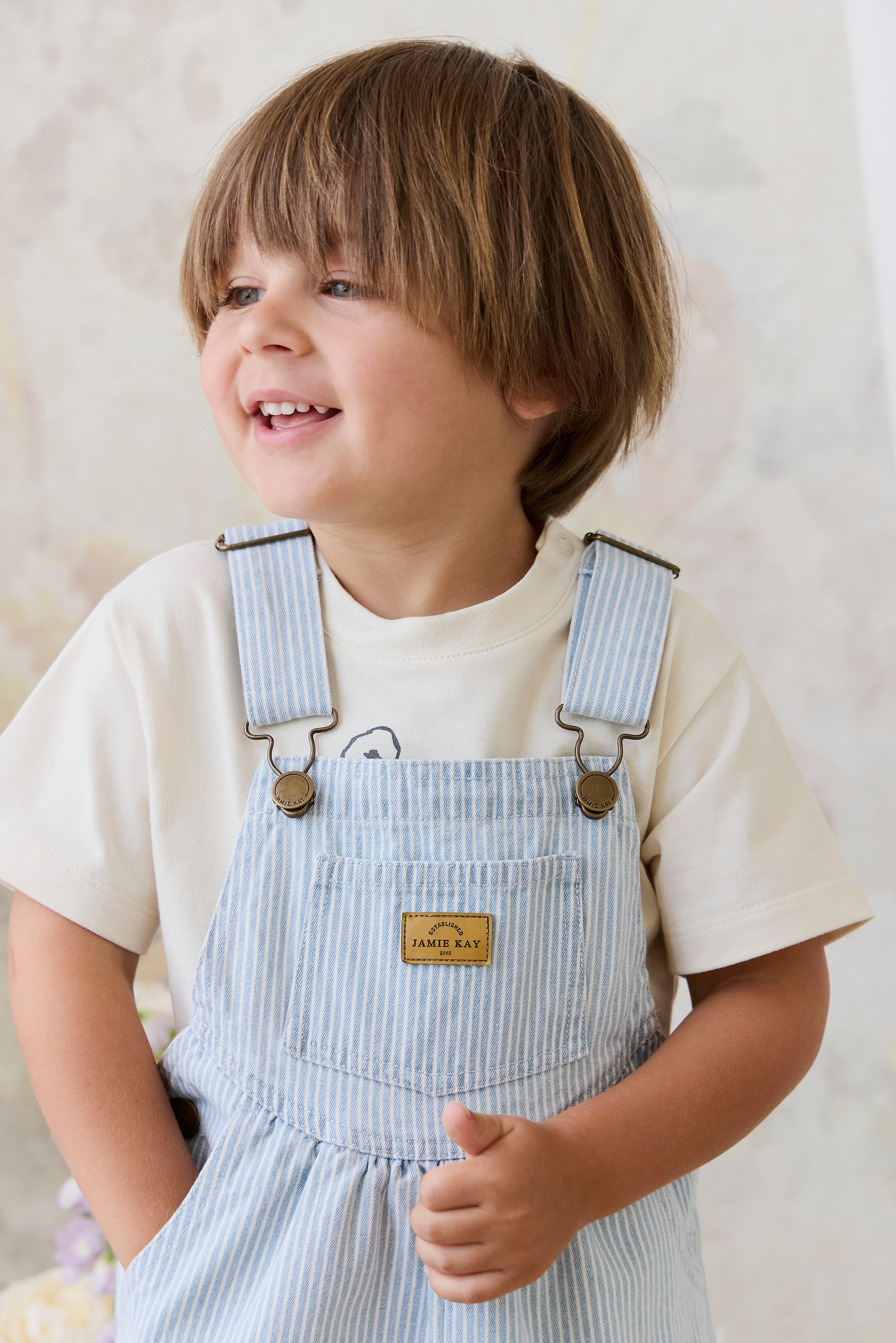 Salopette en Coton Rayée Vintage avec Bretelles Réglables pour Enfants Garçons et Filles 5-8 Ans