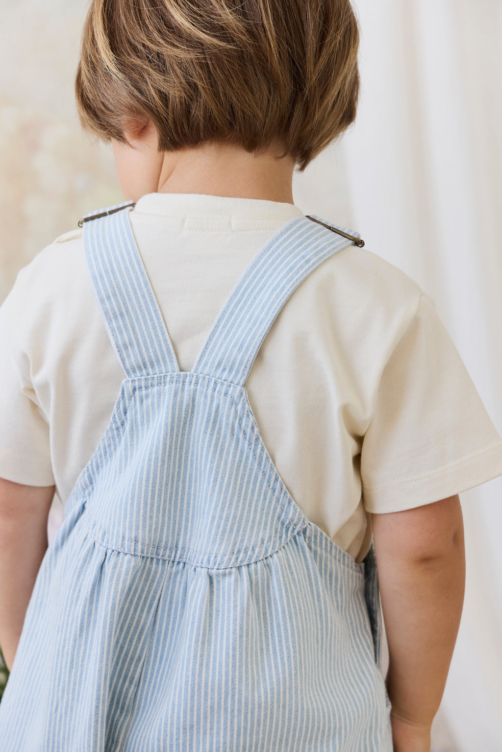 Salopette en Coton Rayée Vintage avec Bretelles Réglables pour Enfants Garçons et Filles 5-8 Ans