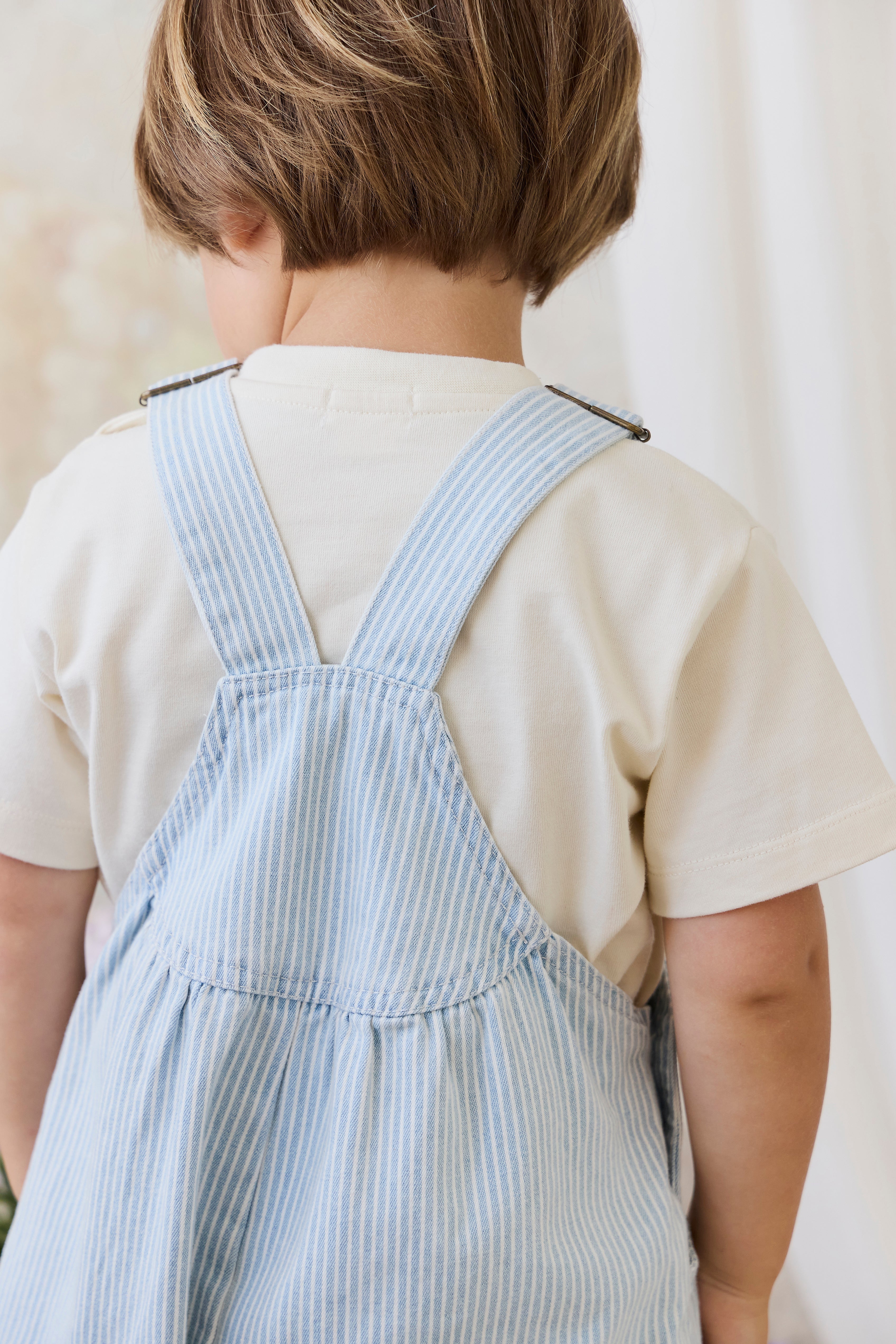 Salopette en Coton Rayée Vintage avec Bretelles Réglables pour Enfants Garçons et Filles 5-8 Ans