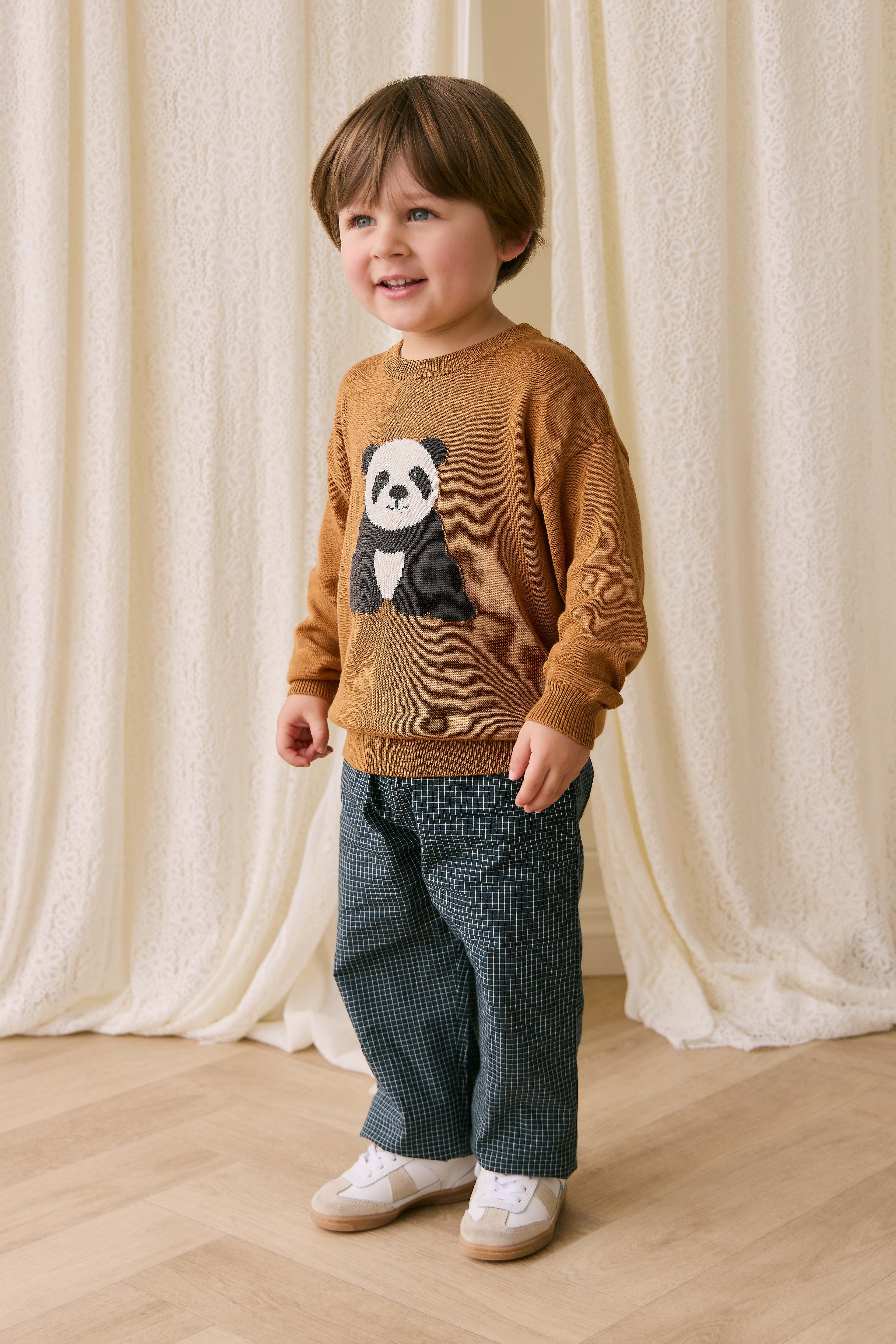 Pull en maille de coton à motif suédé douillet avec ourlet côtelé pour bébés et tout-petits garçons 6 mois-2 ans