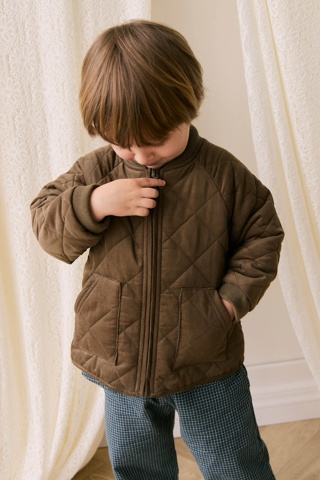 Veste en coton à appliqué ludique avec fermeture éclair pour bébés et petits garçons de 6 mois à 7 ans