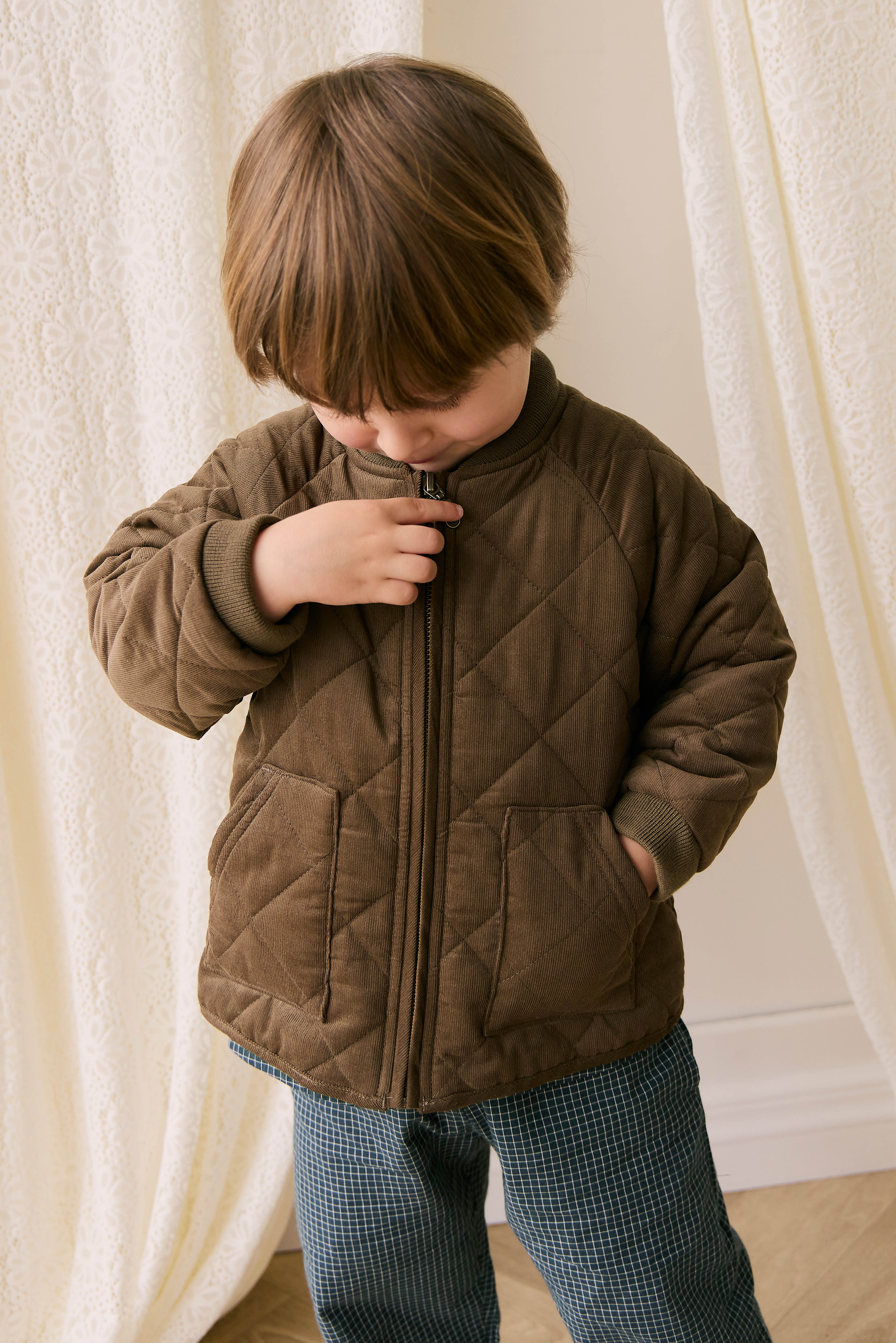 Veste en coton à appliqué ludique avec fermeture éclair pour bébés et petits garçons de 6 mois à 7 ans