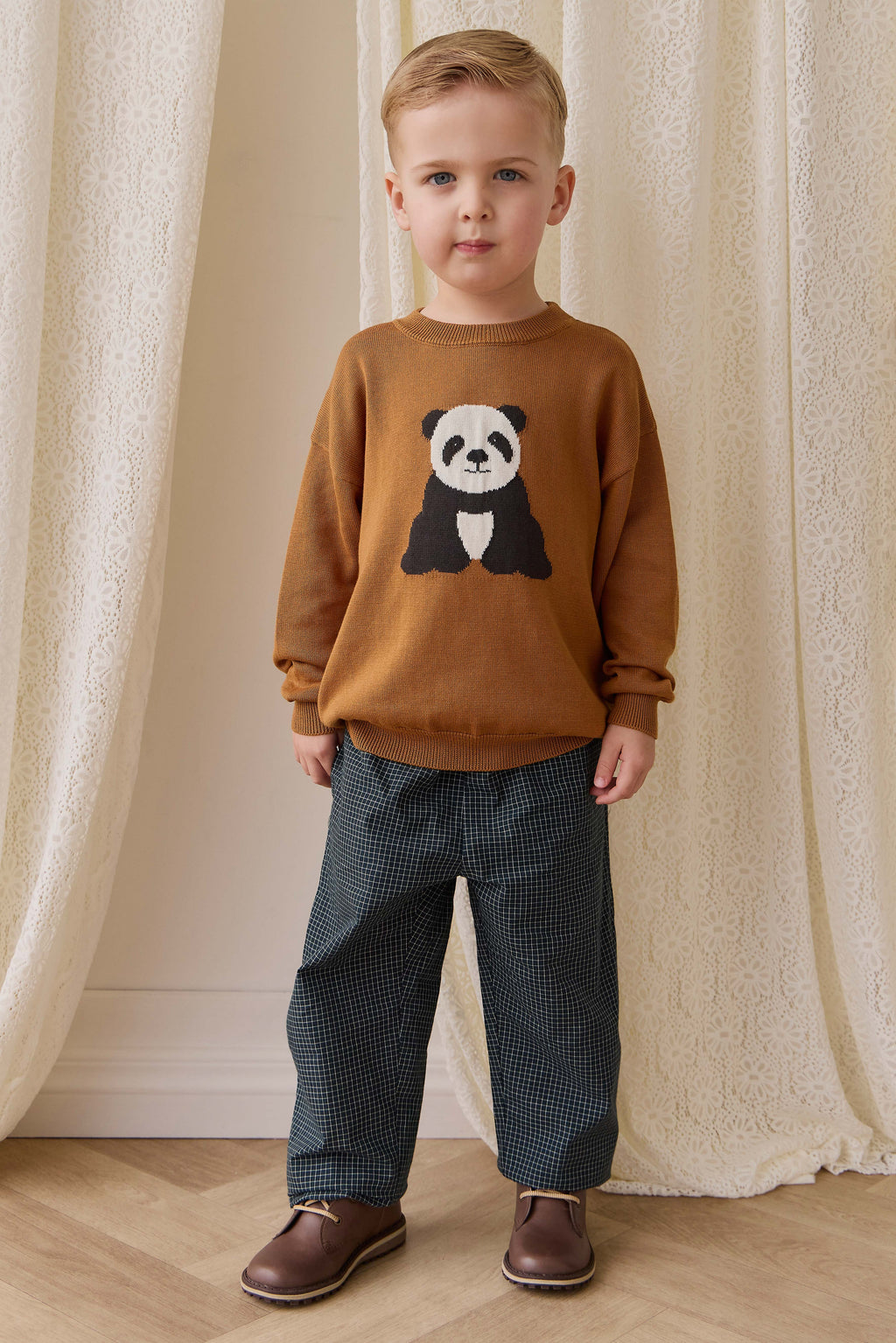 Pull en maille de coton à motif suédé douillet avec ourlet côtelé pour bébés et tout-petits garçons 6 mois-2 ans