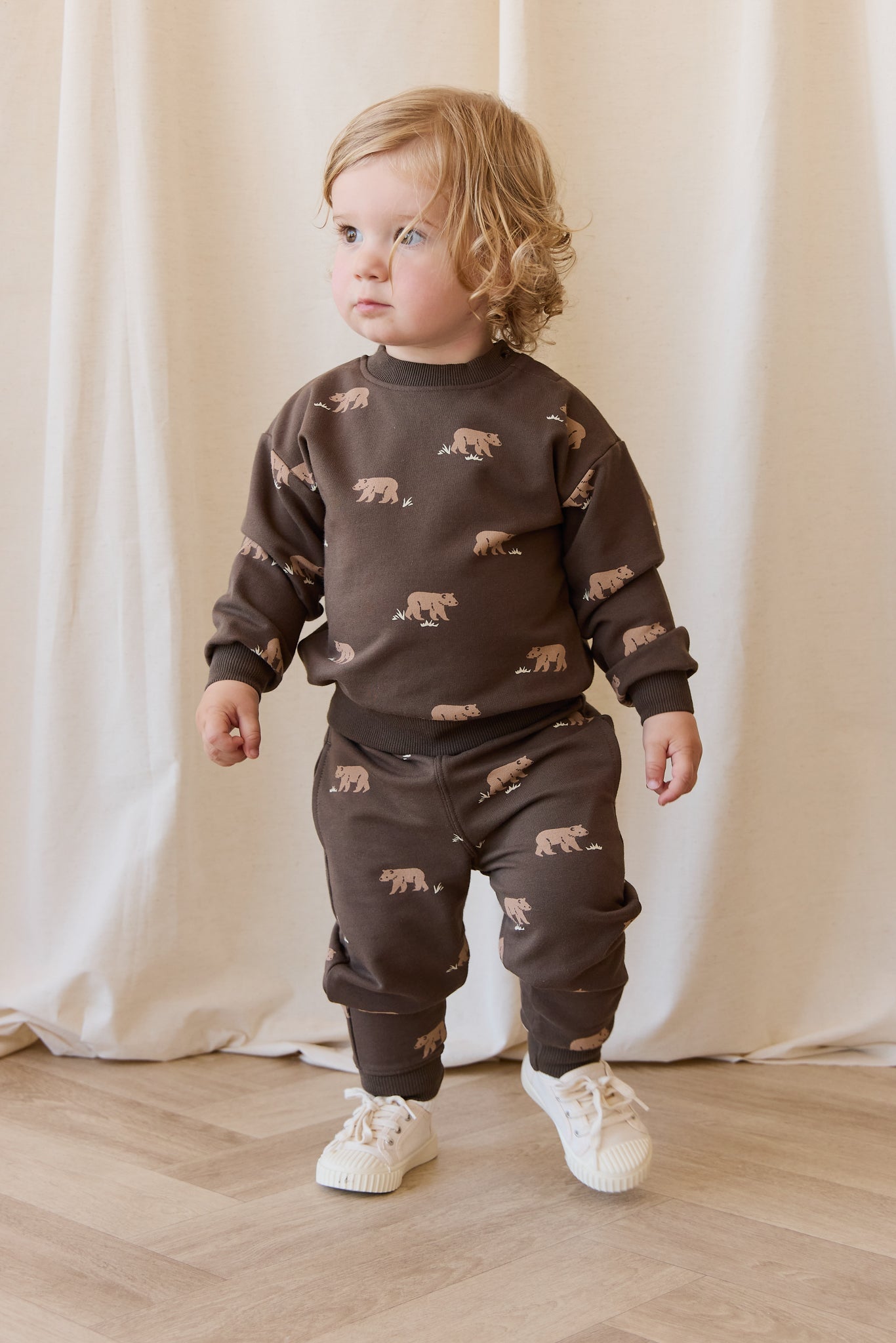 Pantalon de survêtement imprimé en coton biologique avec taille élastique pour bébés et tout-petits garçons 6M–1A