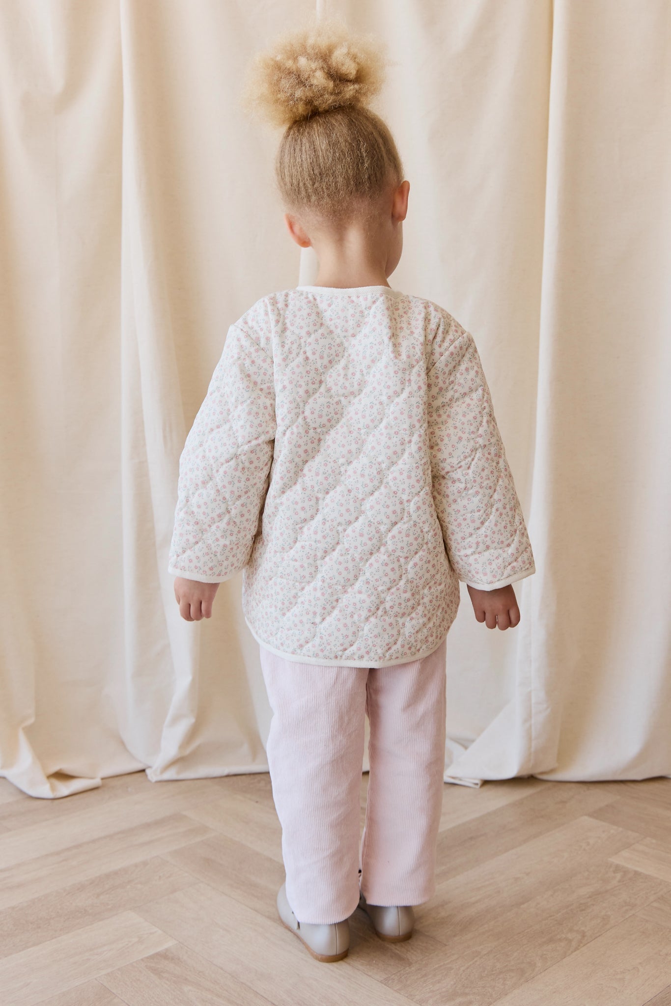 Veste matelassée en coton à imprimé floral fleuri d'antan avec fermeture boutonnée pour bébés et petites filles de 6 mois à 10 ans