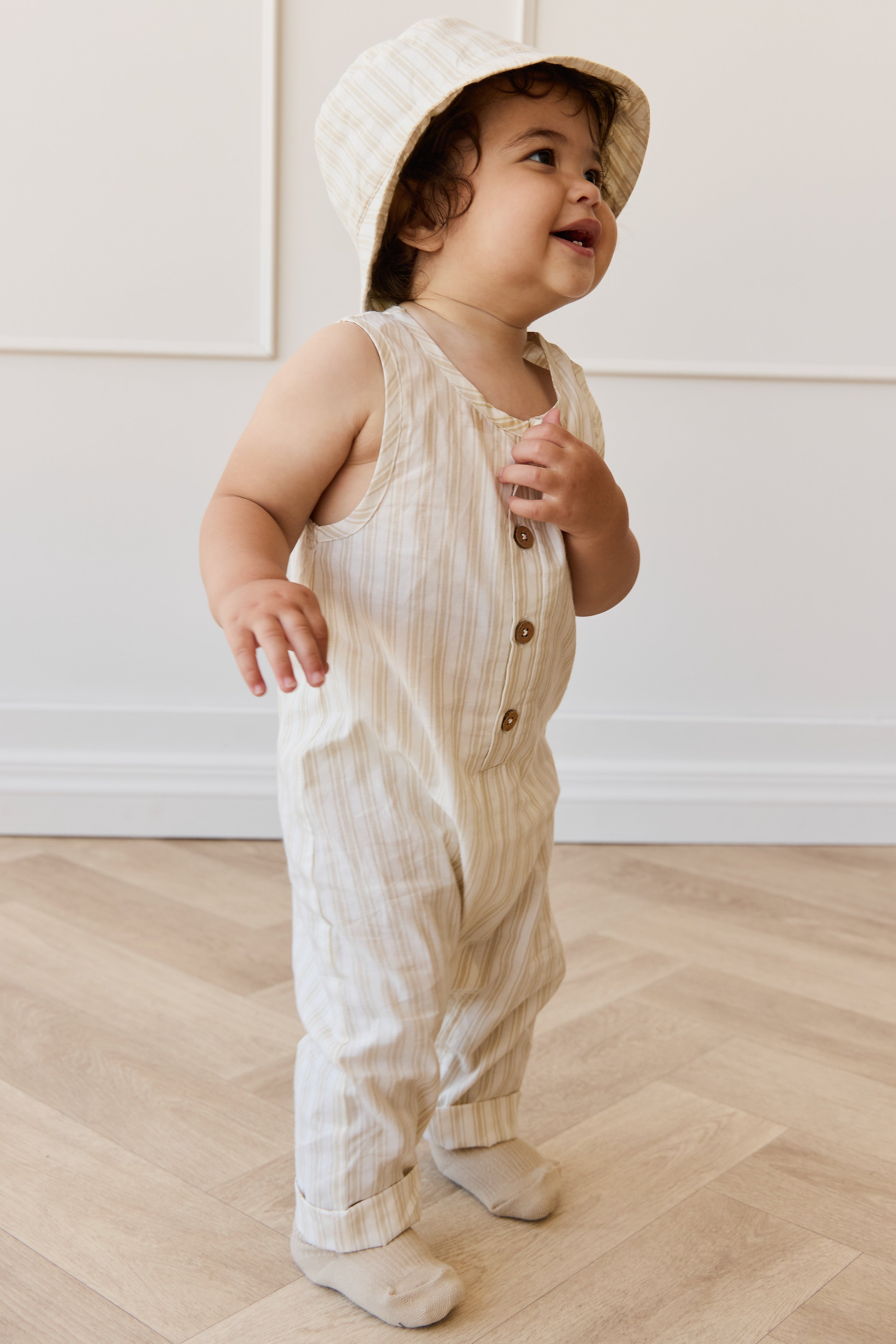 Salopette en coton biologique à rayures multicolores en mousse décontractée avec boutons-pression pour bébés et tout-petits garçons 6M-4Y