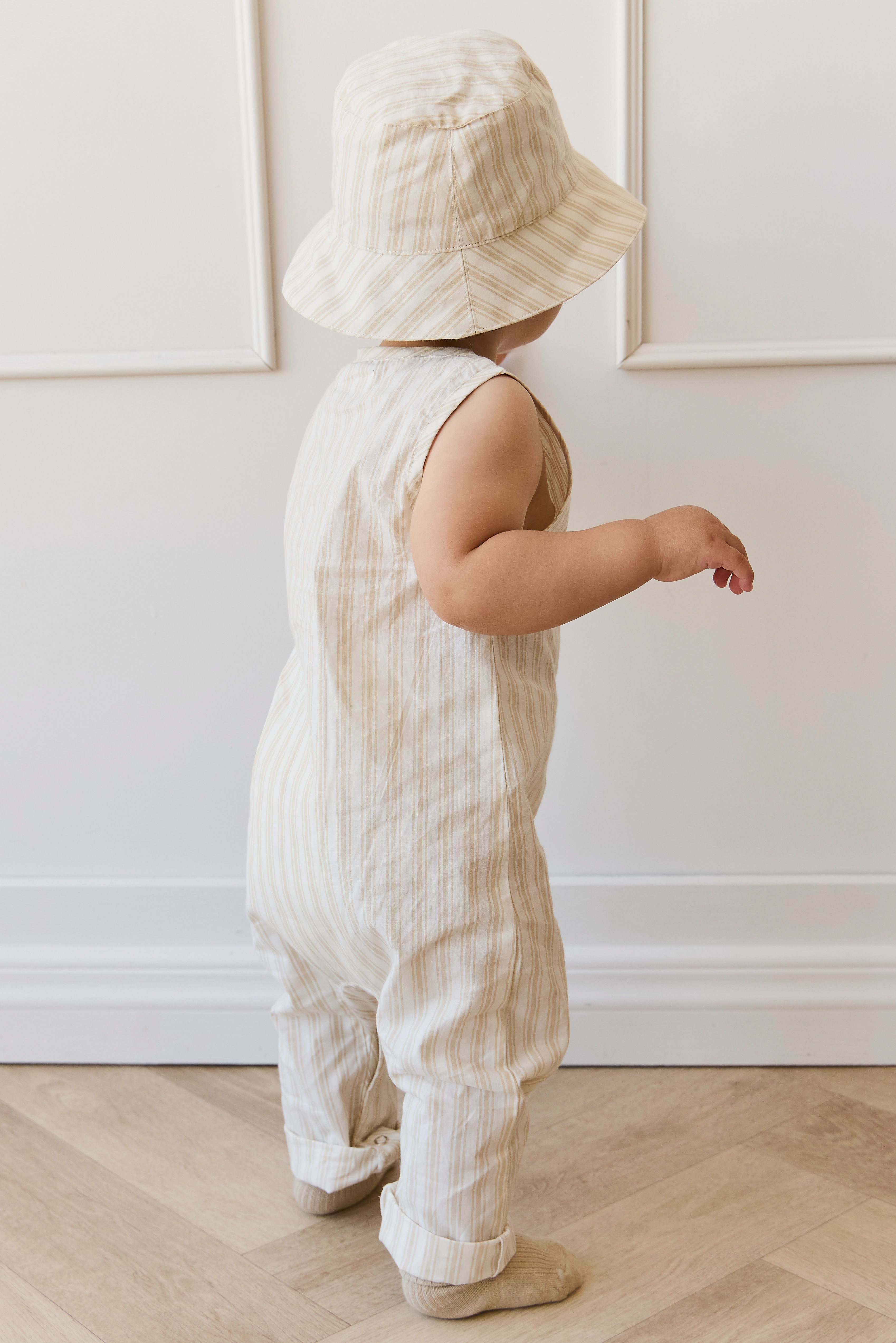 Salopette en coton biologique à rayures multicolores en mousse décontractée avec boutons-pression pour bébés et tout-petits garçons 6M-4Y