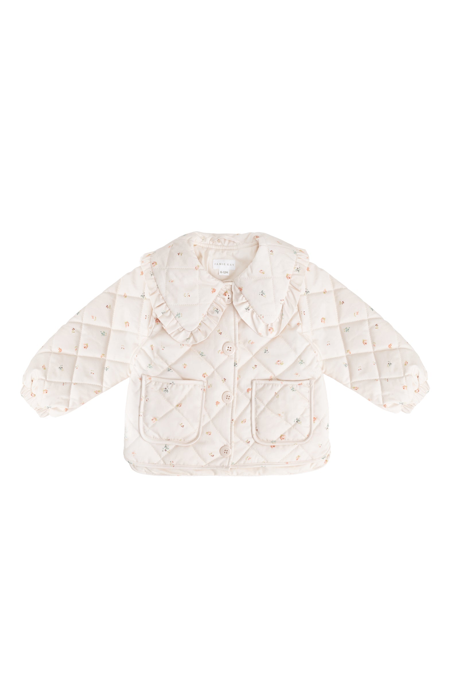 Veste en coton à motif floral rose doux magnolia avec boutons sur le devant pour bébés et petites filles