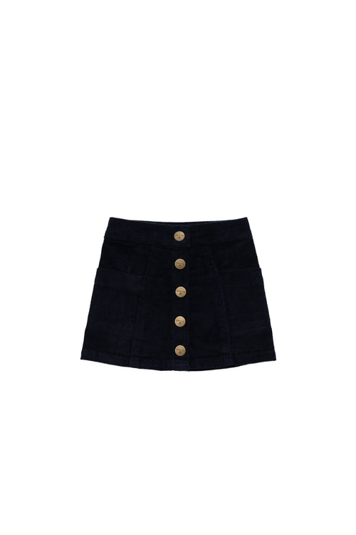 Jupe classique en coton uni noir ébène avec taille élastique pour fillettes de 1 à 5 ans