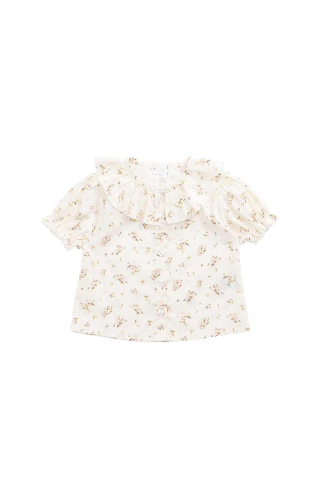 Haut en coton biologique à fleurs antiques avec corsage smocké pour bébés et petites filles de 0 à 4 ans