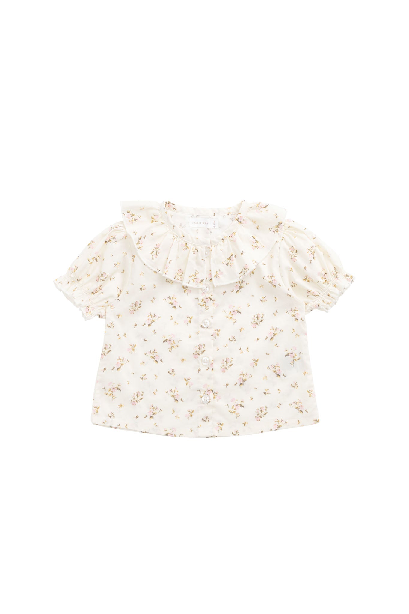 Haut en coton biologique à fleurs antiques avec corsage smocké pour bébés et petites filles de 0 à 4 ans