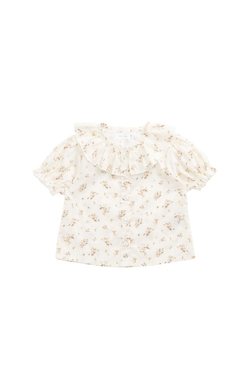 Haut en coton biologique à fleurs antiques avec corsage smocké pour bébés et petites filles de 0 à 4 ans