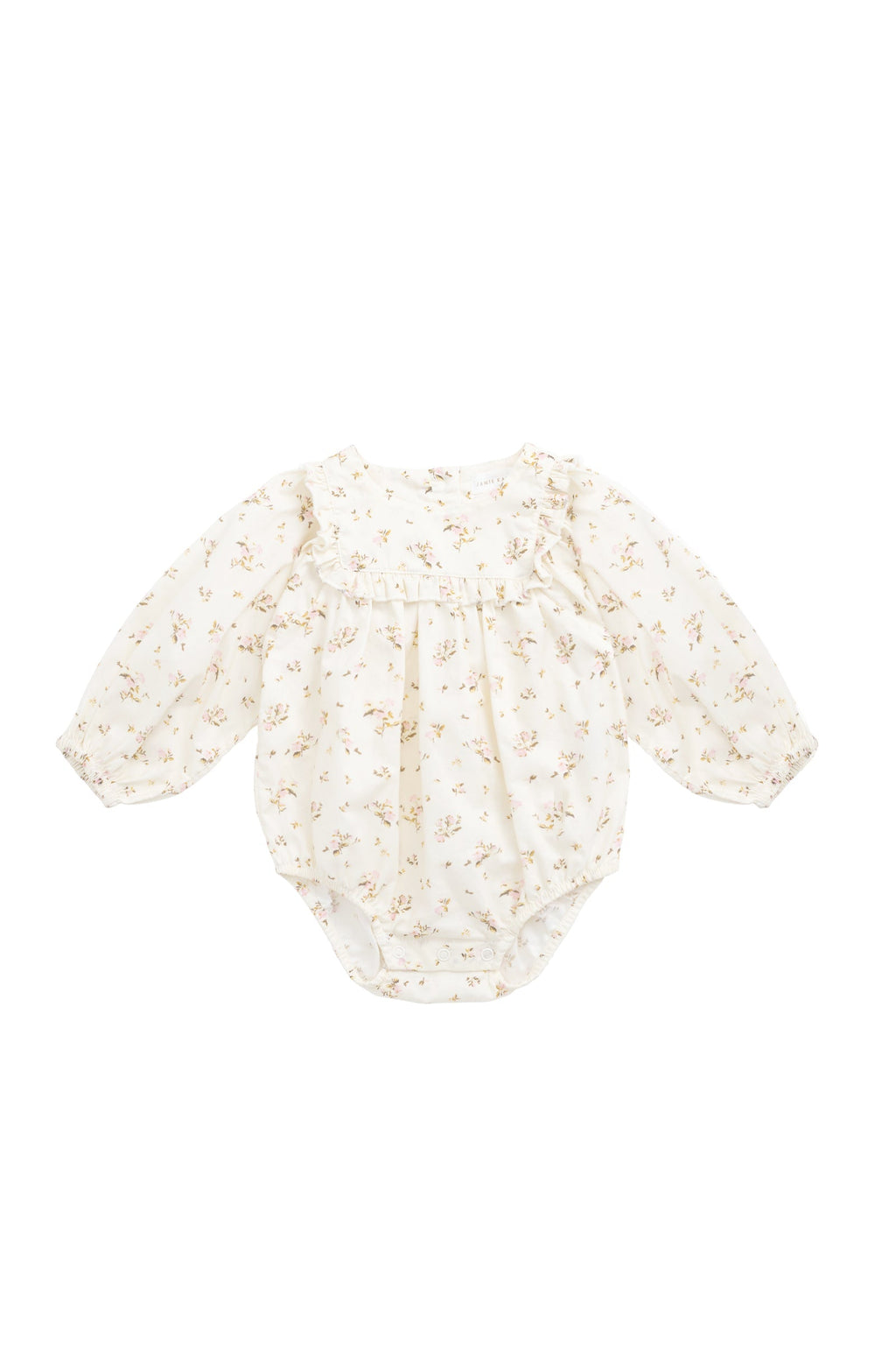Barboteuse en coton biologique à imprimé floral antique avec boutons-pression pour fillettes de 2 à 3 ans