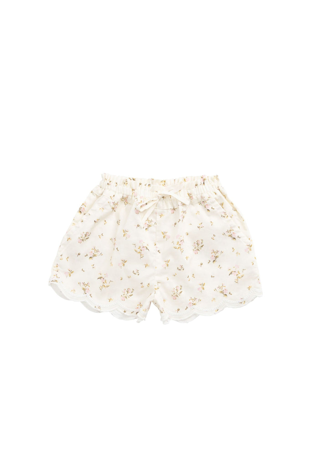 Short en coton biologique imprimé floral antique avec taille élastique pour bébés et petites filles de 6 mois à 3 ans
