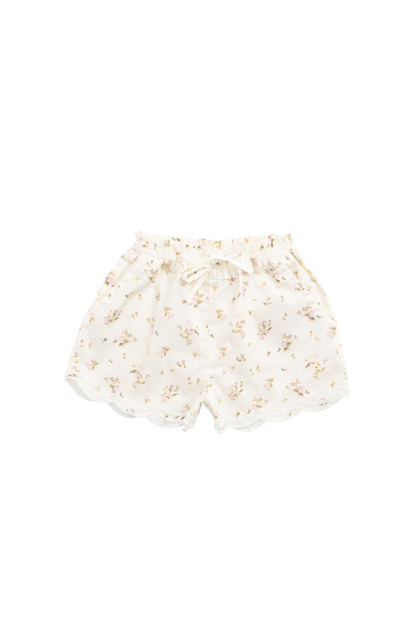 Short en coton biologique imprimé floral antique avec taille élastique pour bébés et petites filles de 6 mois à 3 ans